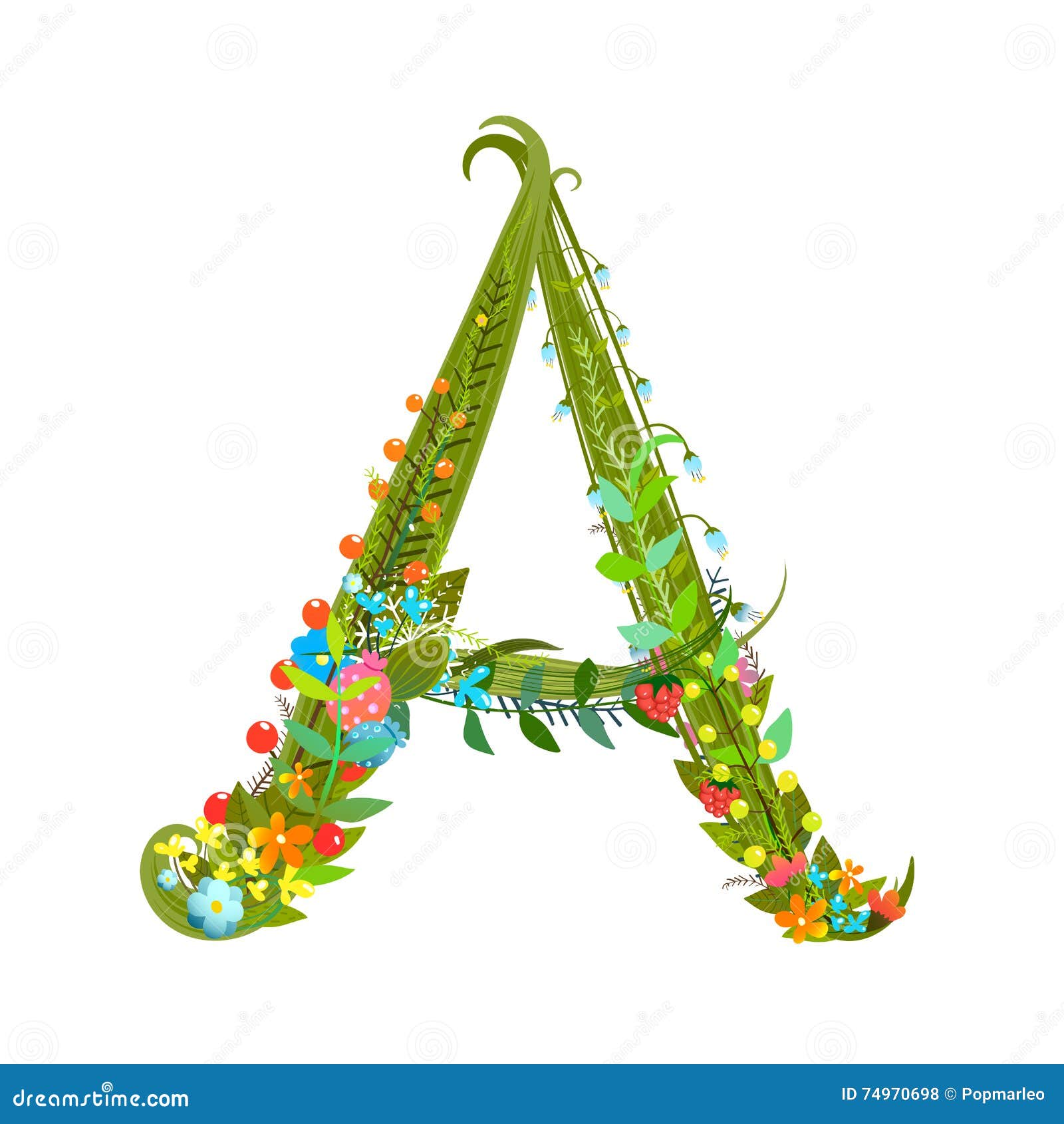 Flower Blossom Decorative Botanical Elegant Alphabet Letter a Stock ...