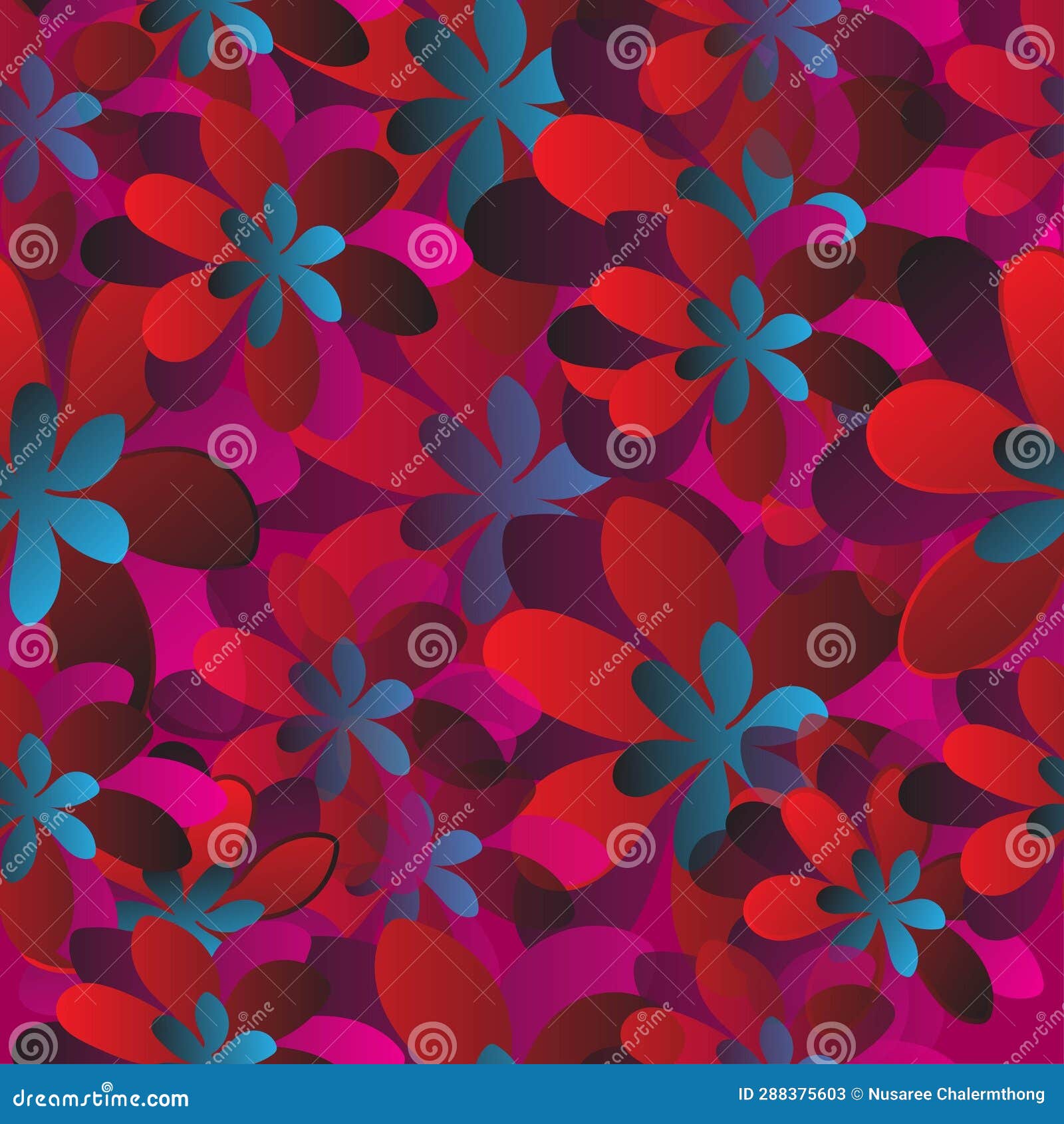 Flower Blossom Pattern, Tile, Wallpaper Stock Illustration