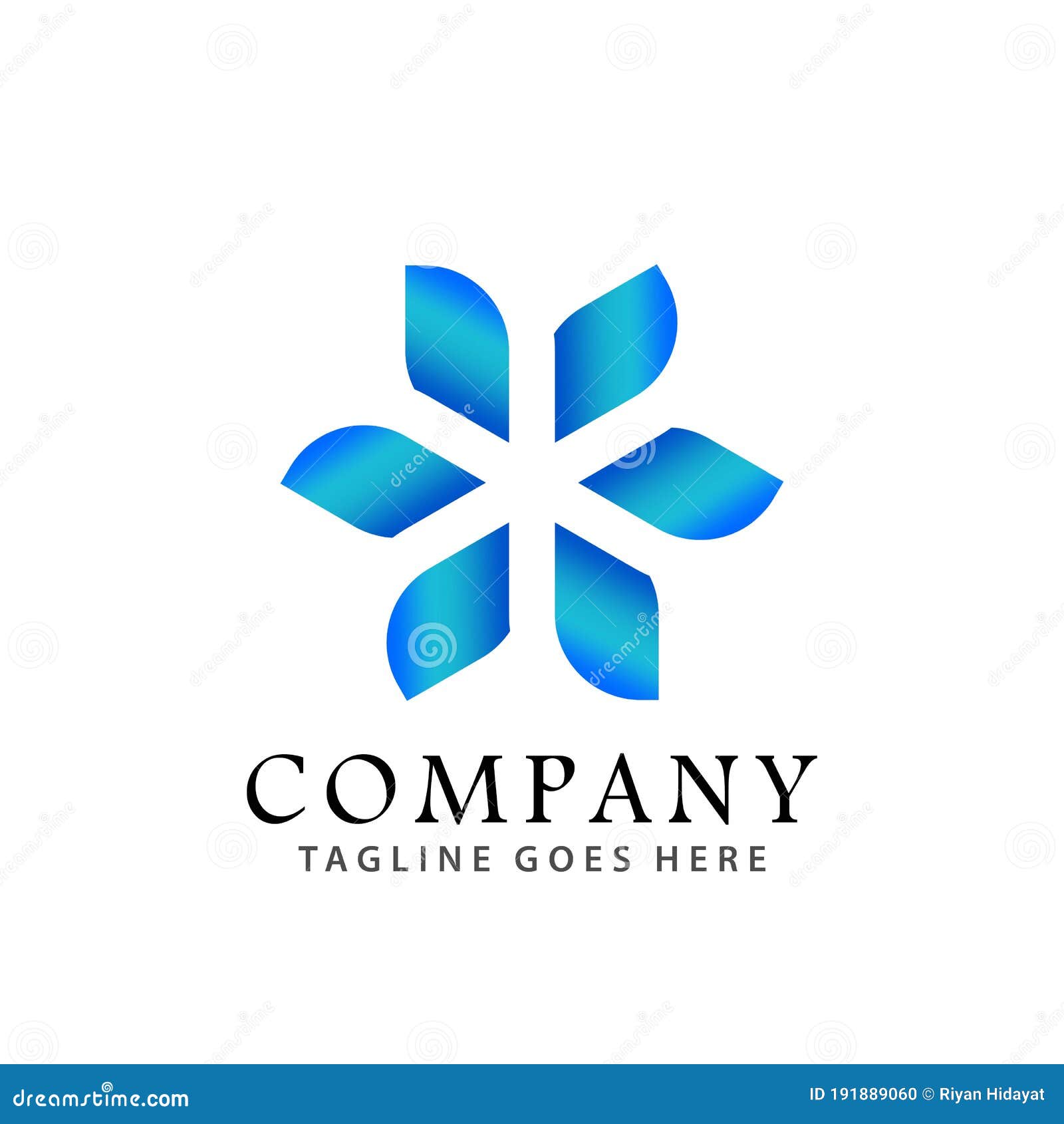Flower Blue Logos Design Vector Illustration Template Stock Vector