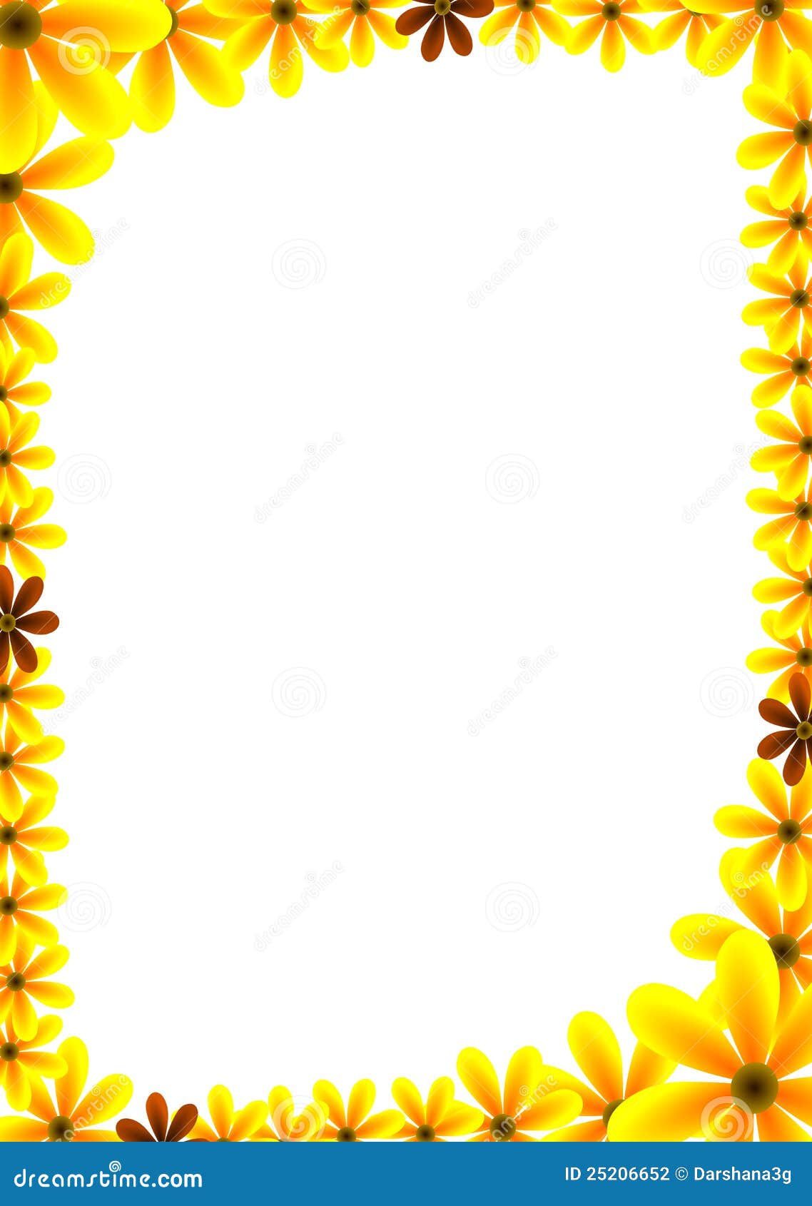 Flower border stock illustration. Image of plant, yellow - 25206652
