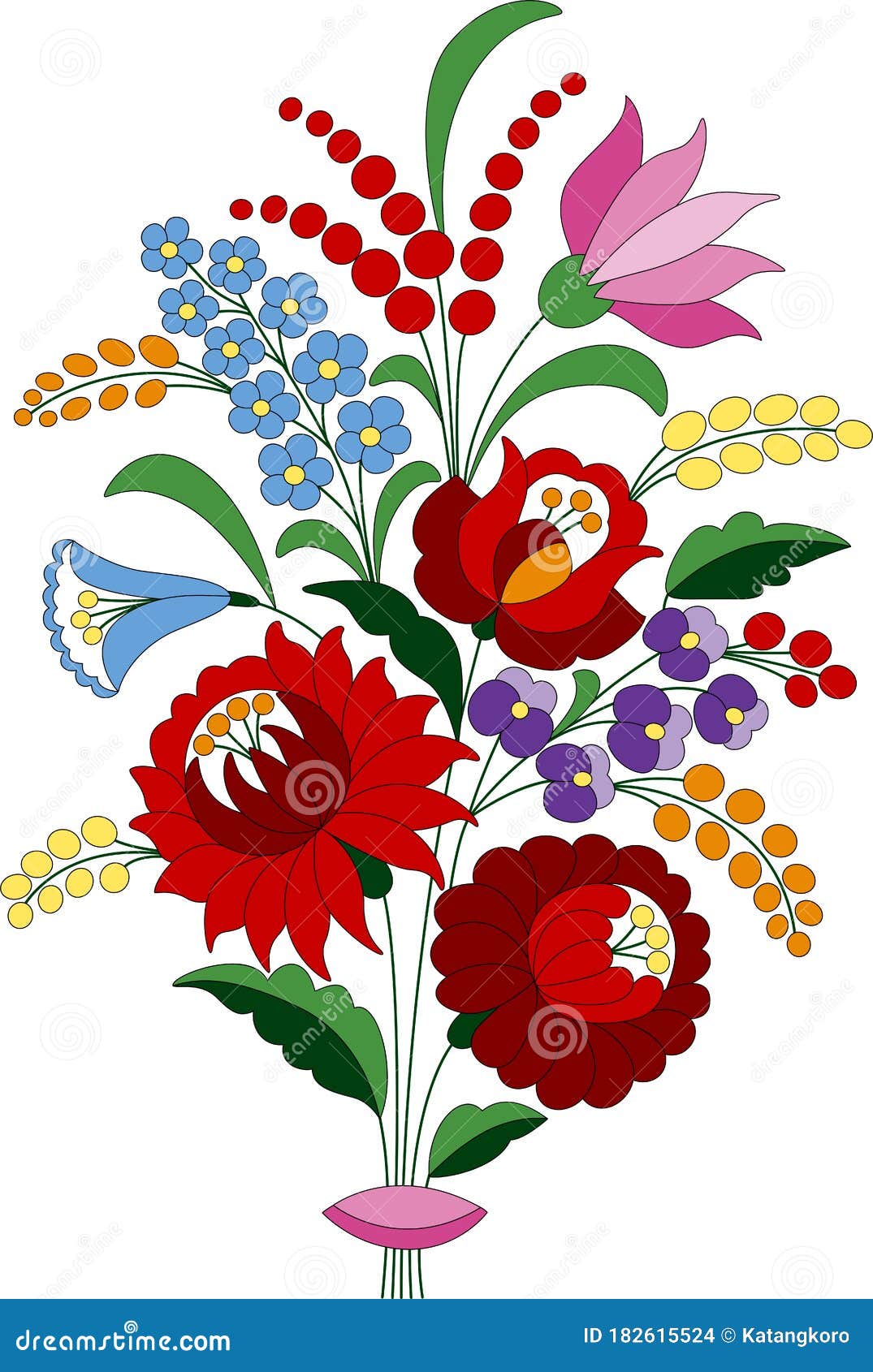 flower bouquet embroidery folk pattern