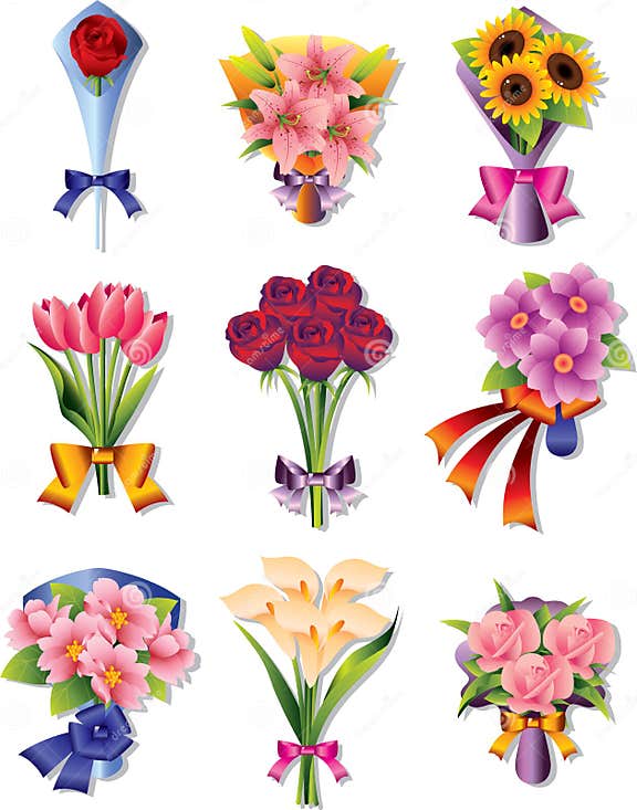 Flower Bouquet Icons Stock Vector Illustration Of Celebration 23361835