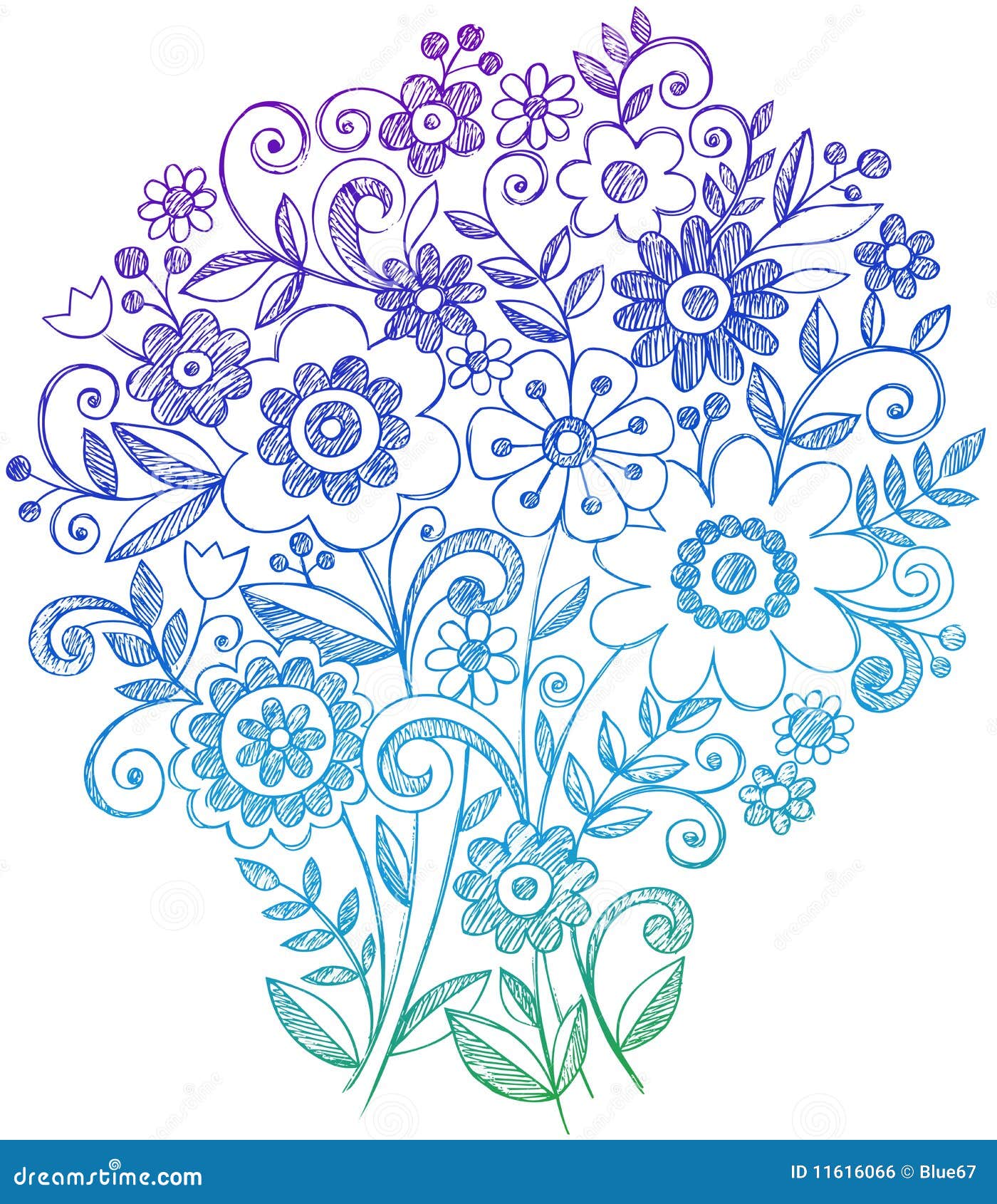 Flower Bouquet Sketchy Notebook Doodles Stock Vector Illustration of