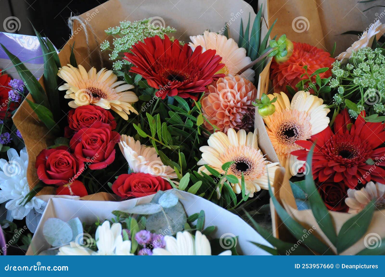 Flower Bouquets Display Foe Sael Store in Copenhagen Stock Photo - Image of home, love: 253957660