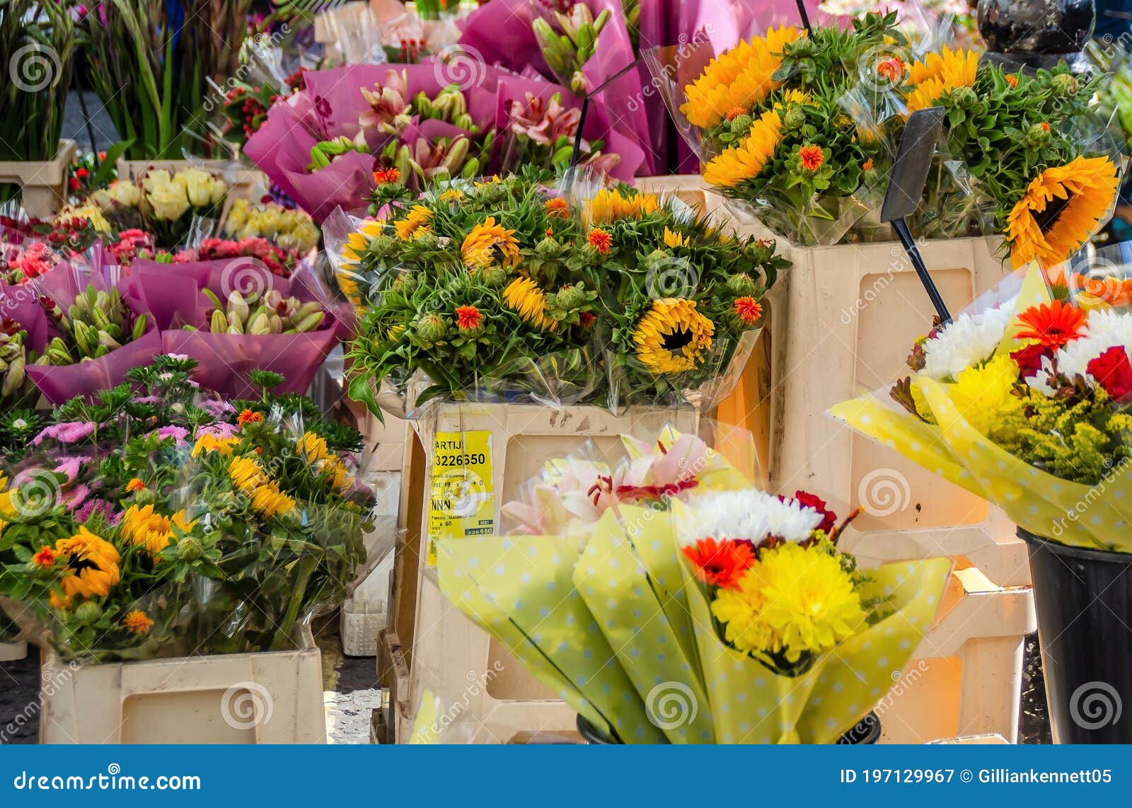 Flower Bouquets Fro Sale on Street Market Stock Image - Image of ...