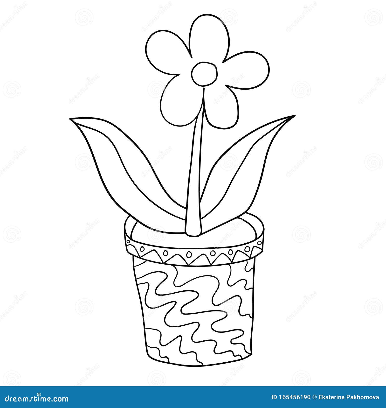 Bright Cartoon Flower in Pot Isolated Stock Vector - Illustration of clay,  botanical: 165456190