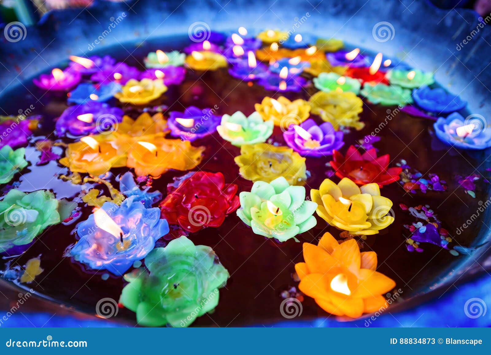 Flower Candle Light Floating Stock Image Image of temple, lotus 88834873