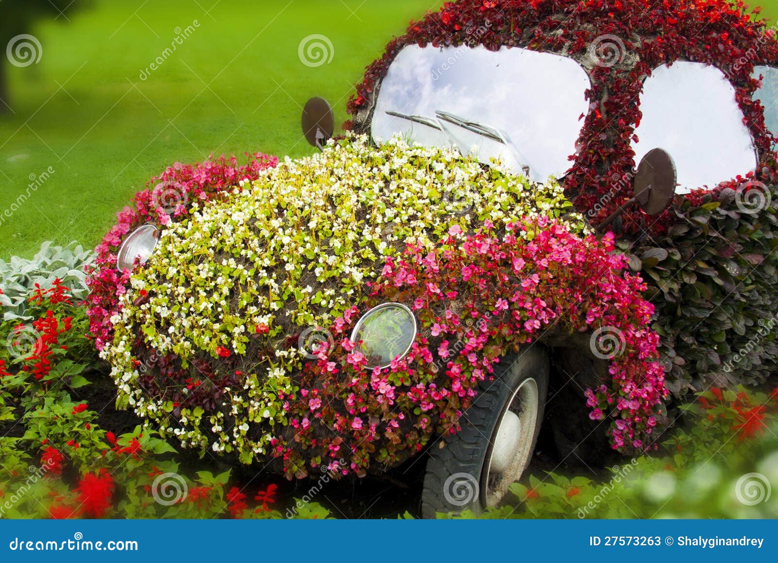 Flower-car stock image. Image of grass, flower, vehicle - 27573263