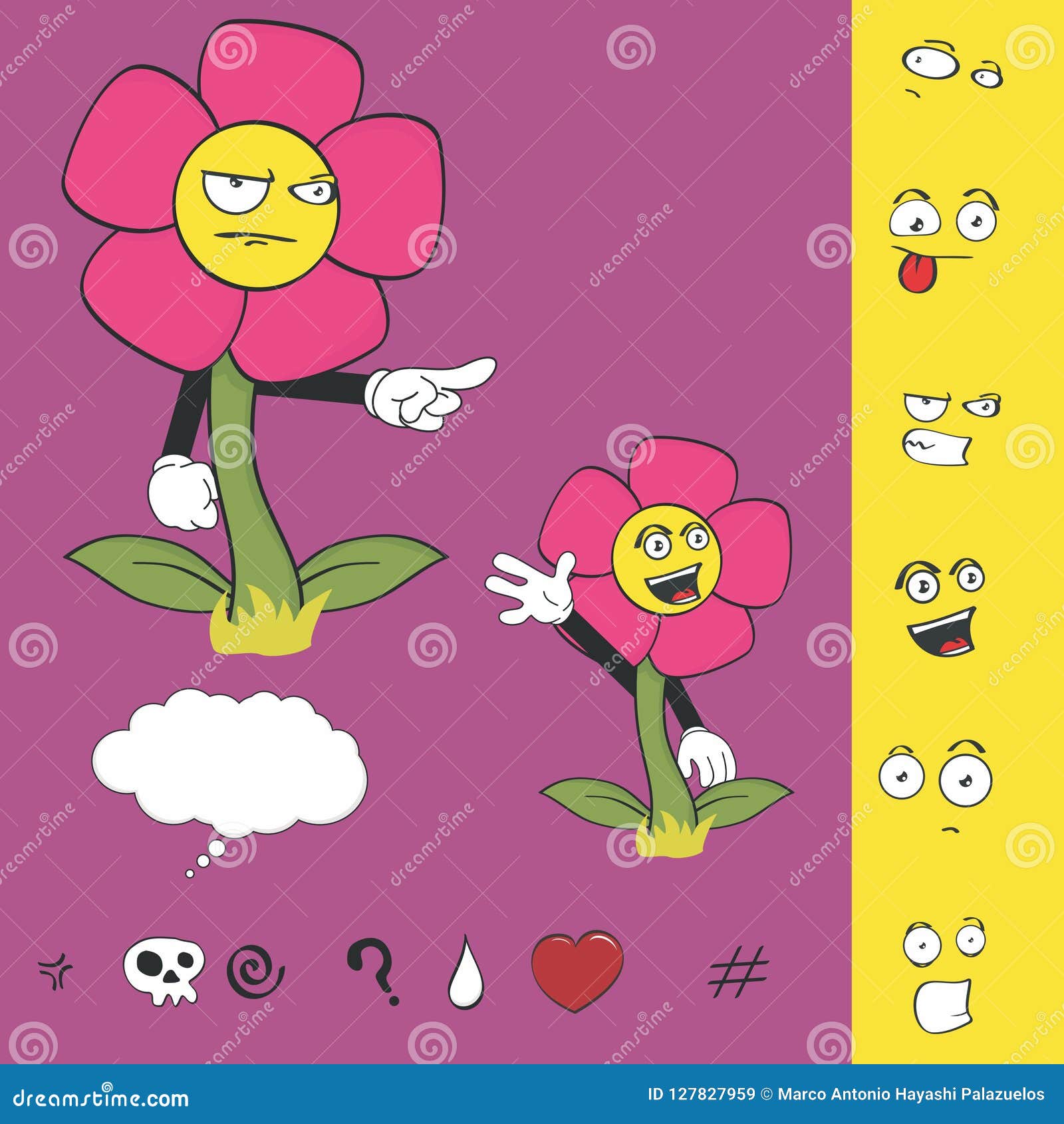 Download Flower Cartoon Expressions Collection Set1 Stock Vector - Illustration of beautiful, clip: 127827959