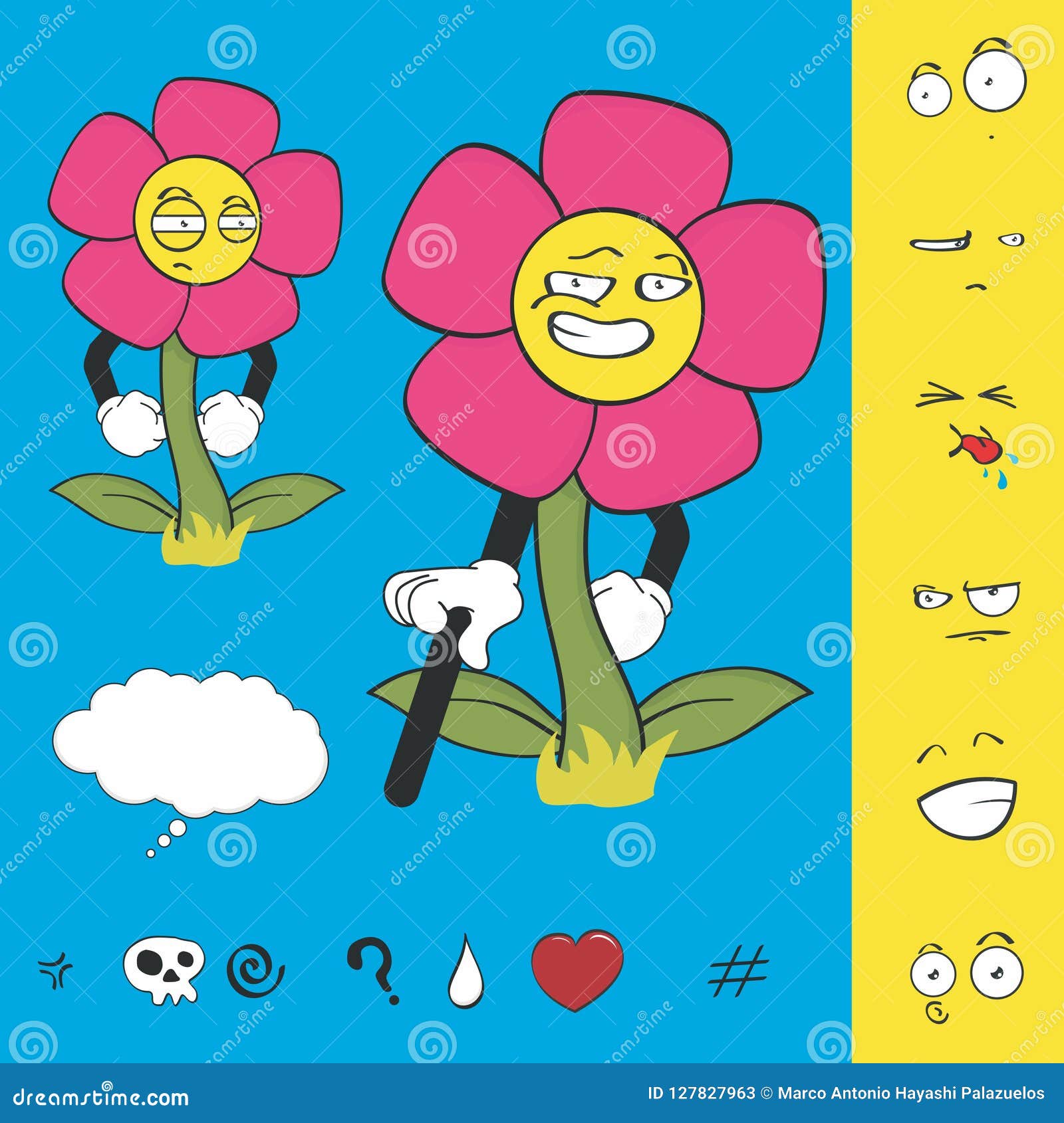 Download Flower Cartoon Expressions Collection Set5 Stock Vector ...