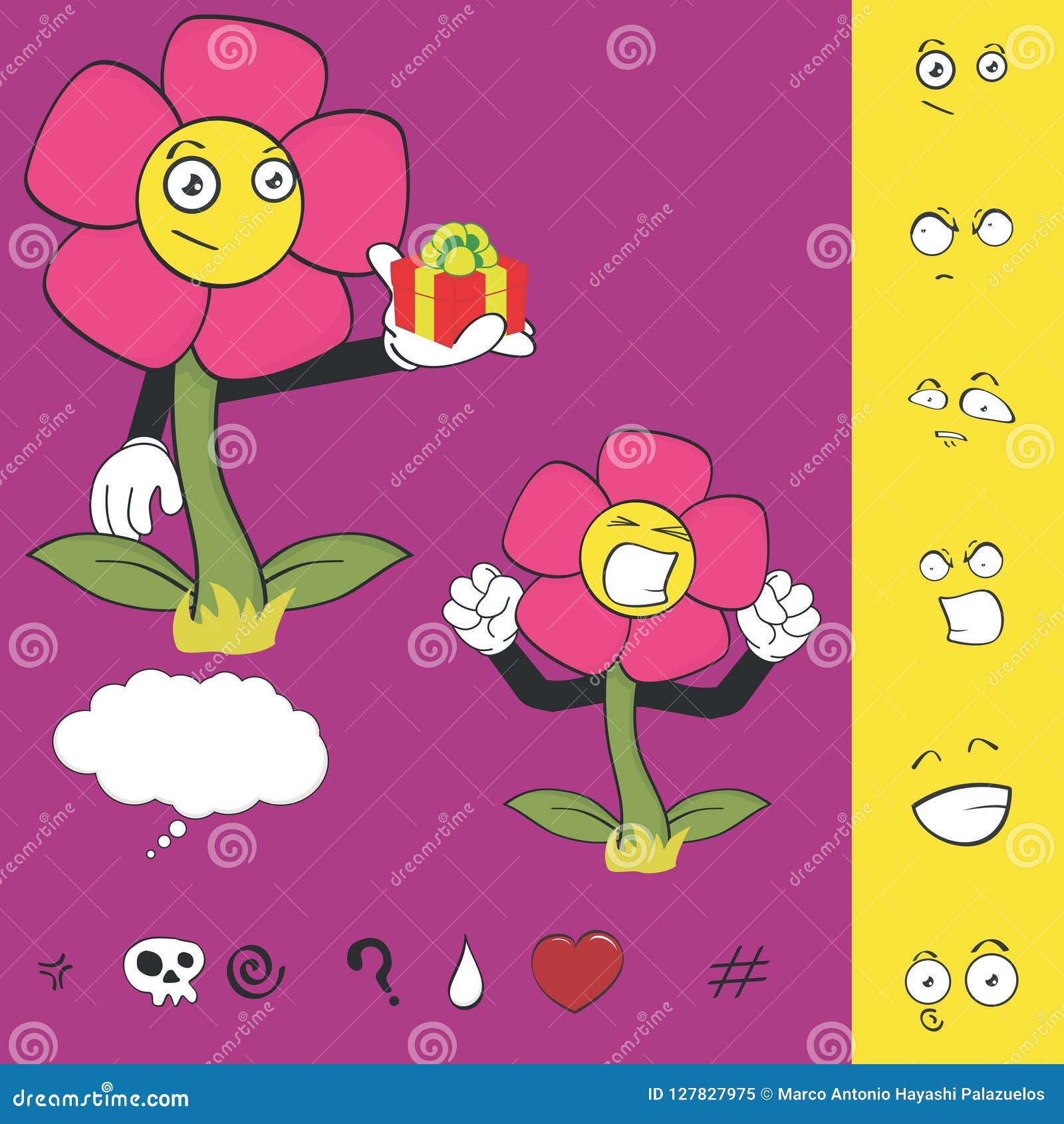 Download Flower Cartoon Expressions Collection Set8 Stock Vector - Illustration of collection, character ...