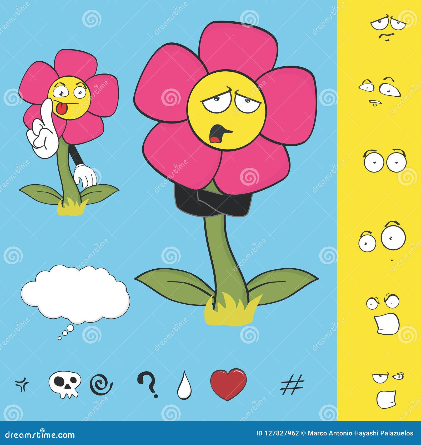 Download Flower Cartoon Expressions Collection Set4 Stock Vector - Illustration of spring, isolated ...