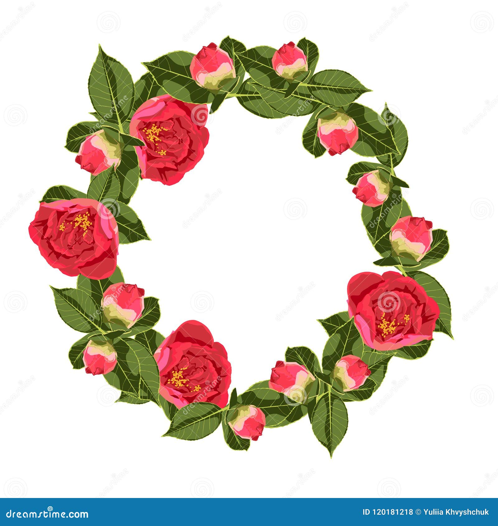 Flower Circle with Leaves and Flowers. Vector. the Design of the ...