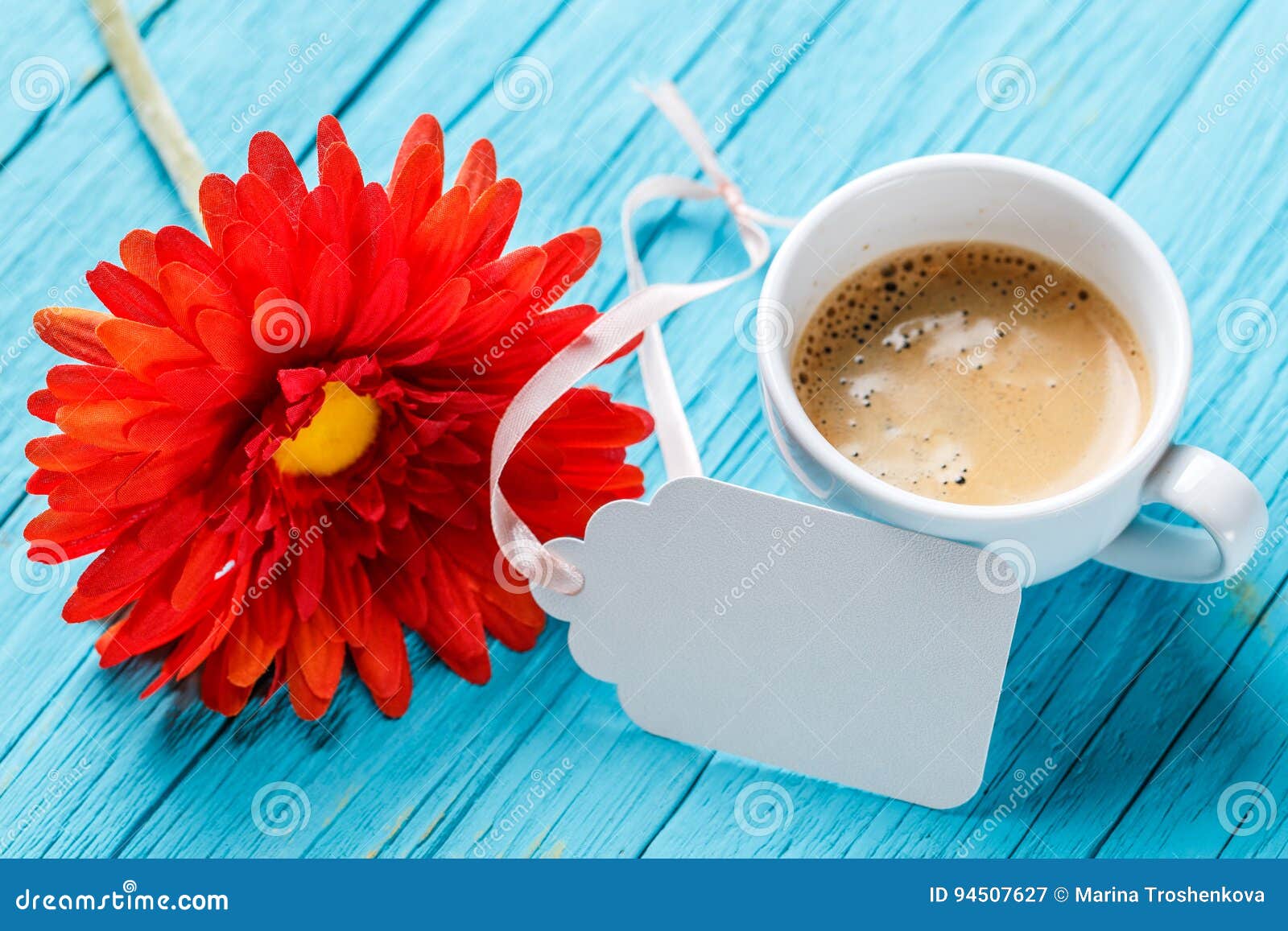 Flower, Coffee and Postcard Empty Stock Image Image of message, page