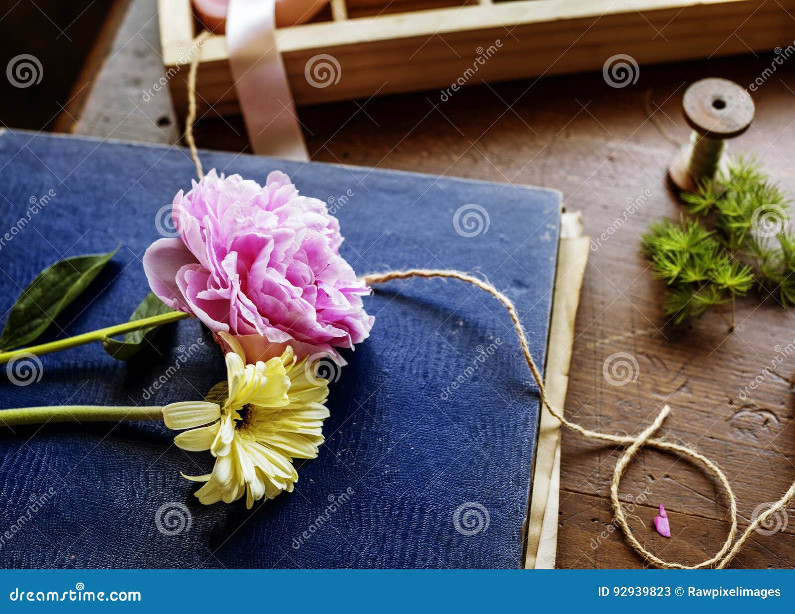 Flower on the cover book stock image. Image of book, style 92939823