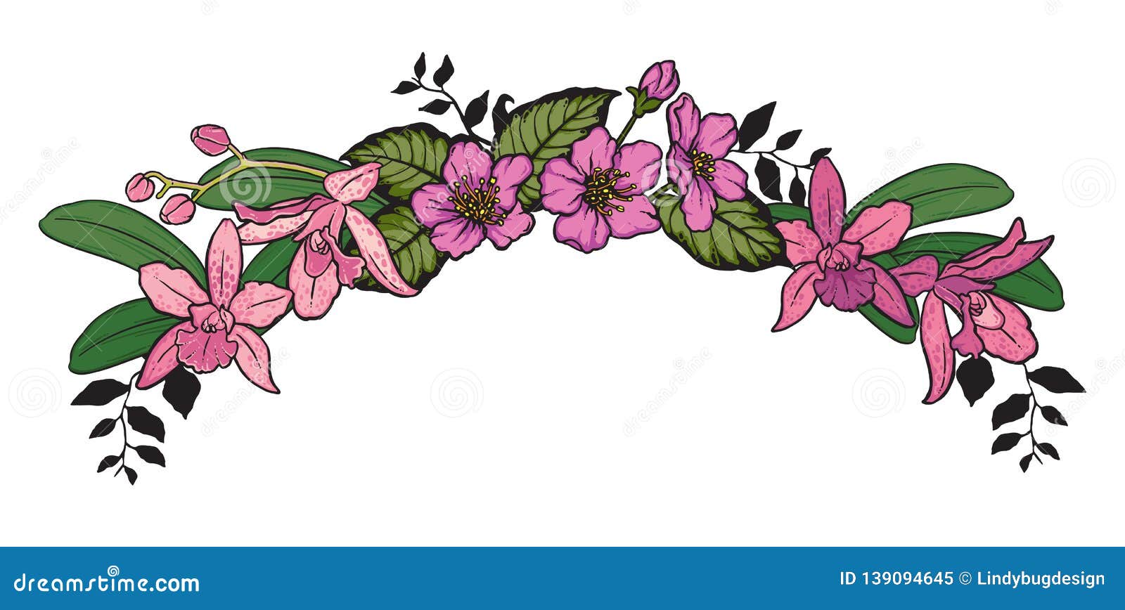 Download A Flower Crown With Orchids And Blossoms Stock Vector ...