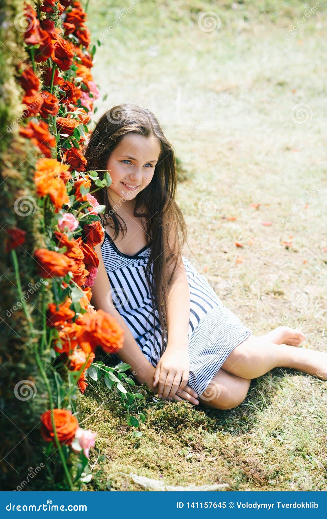 Flower Decor and Small Child with Roses. Stock Image - Image of romance ...