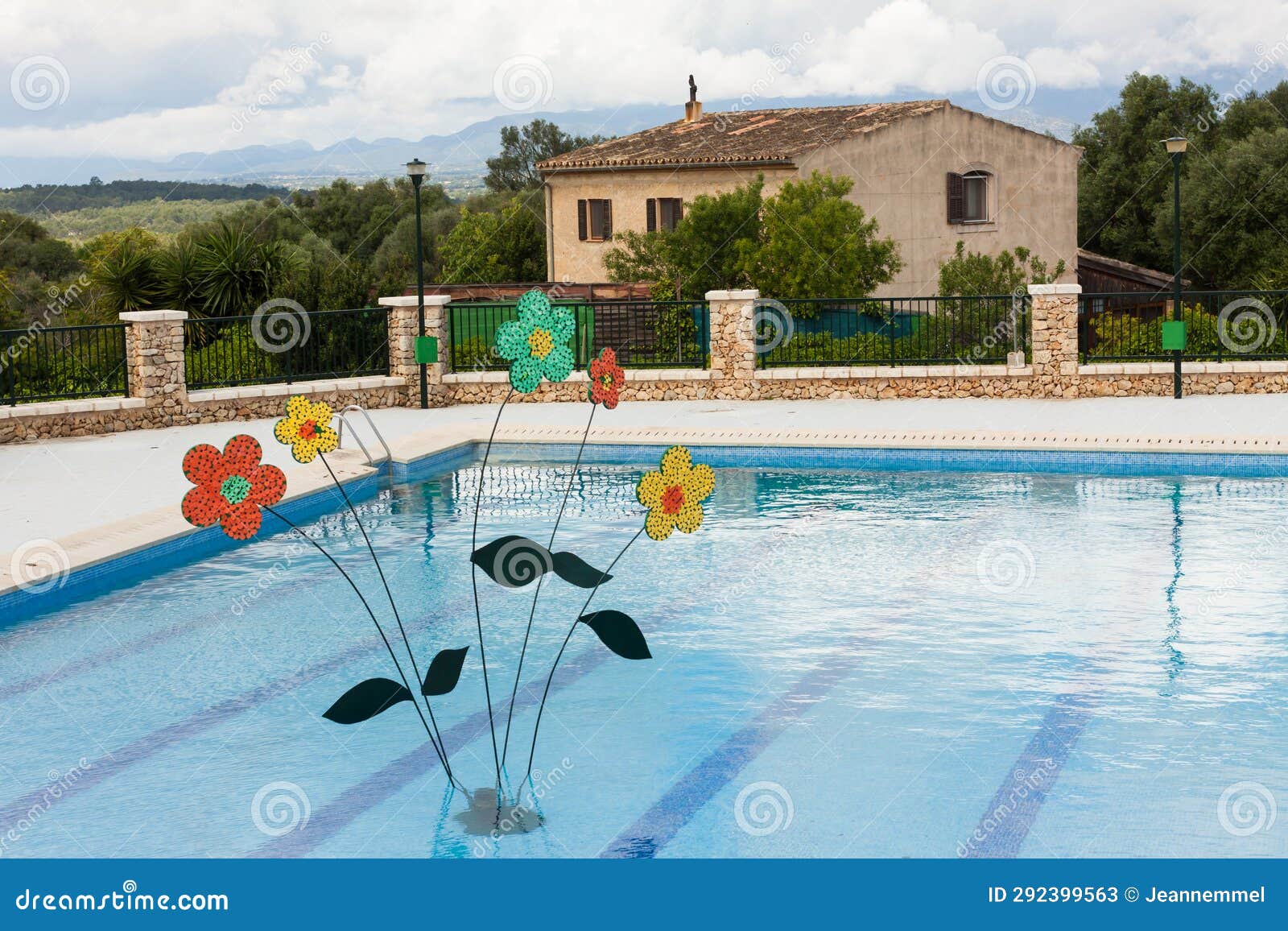 flower decoration in the swimming pool on 