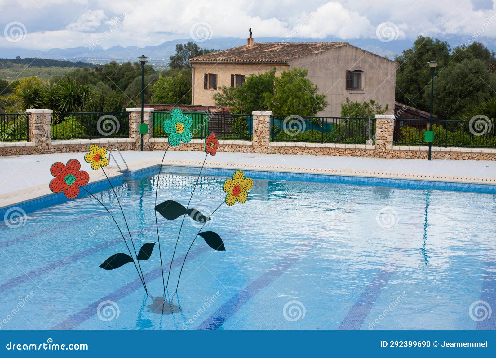 flower decoration in the swimming pool on 