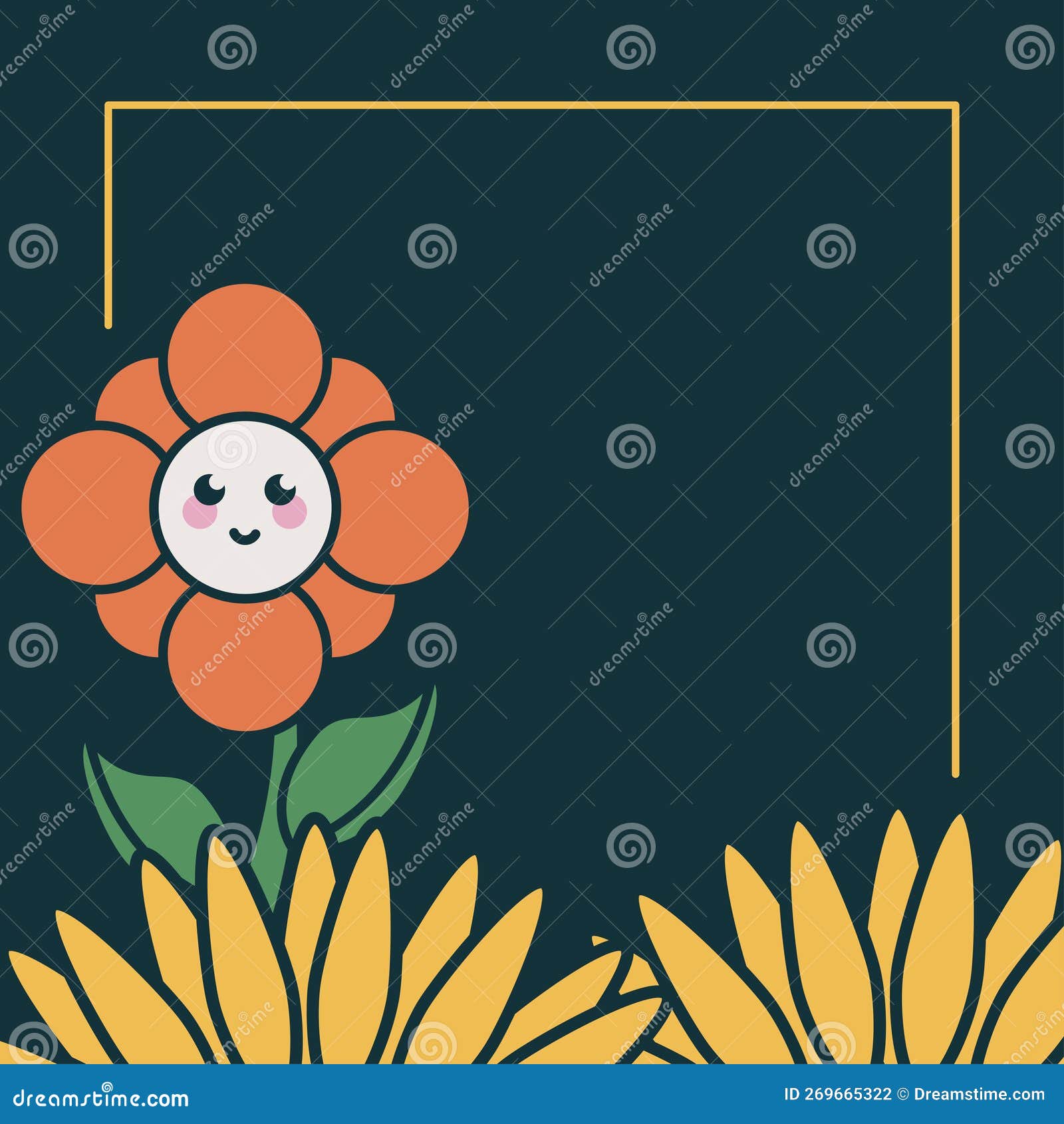 Flower emoji retro style stock vector. Illustration of emoticon 269665322