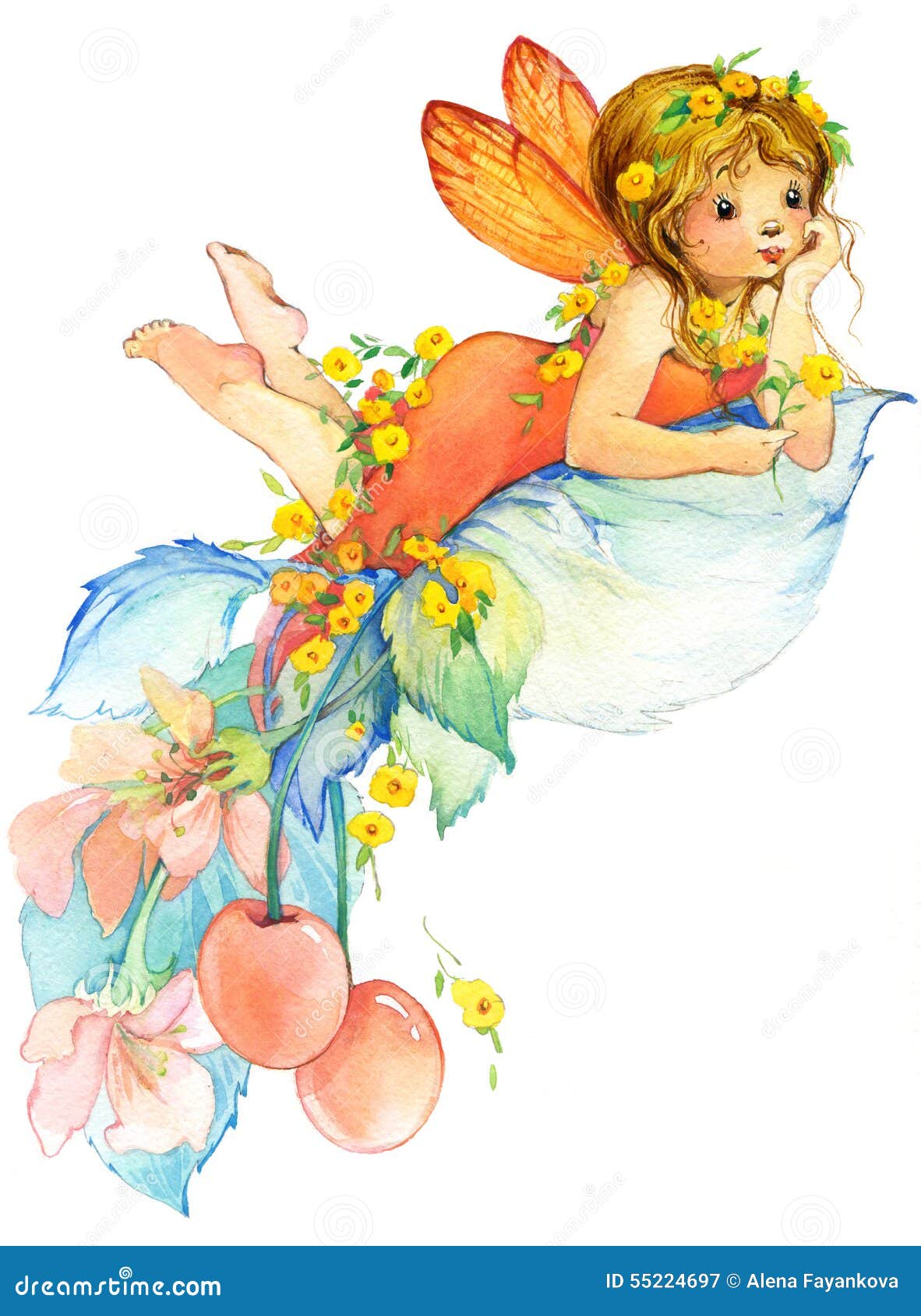 flower fairy. watercolor drawing