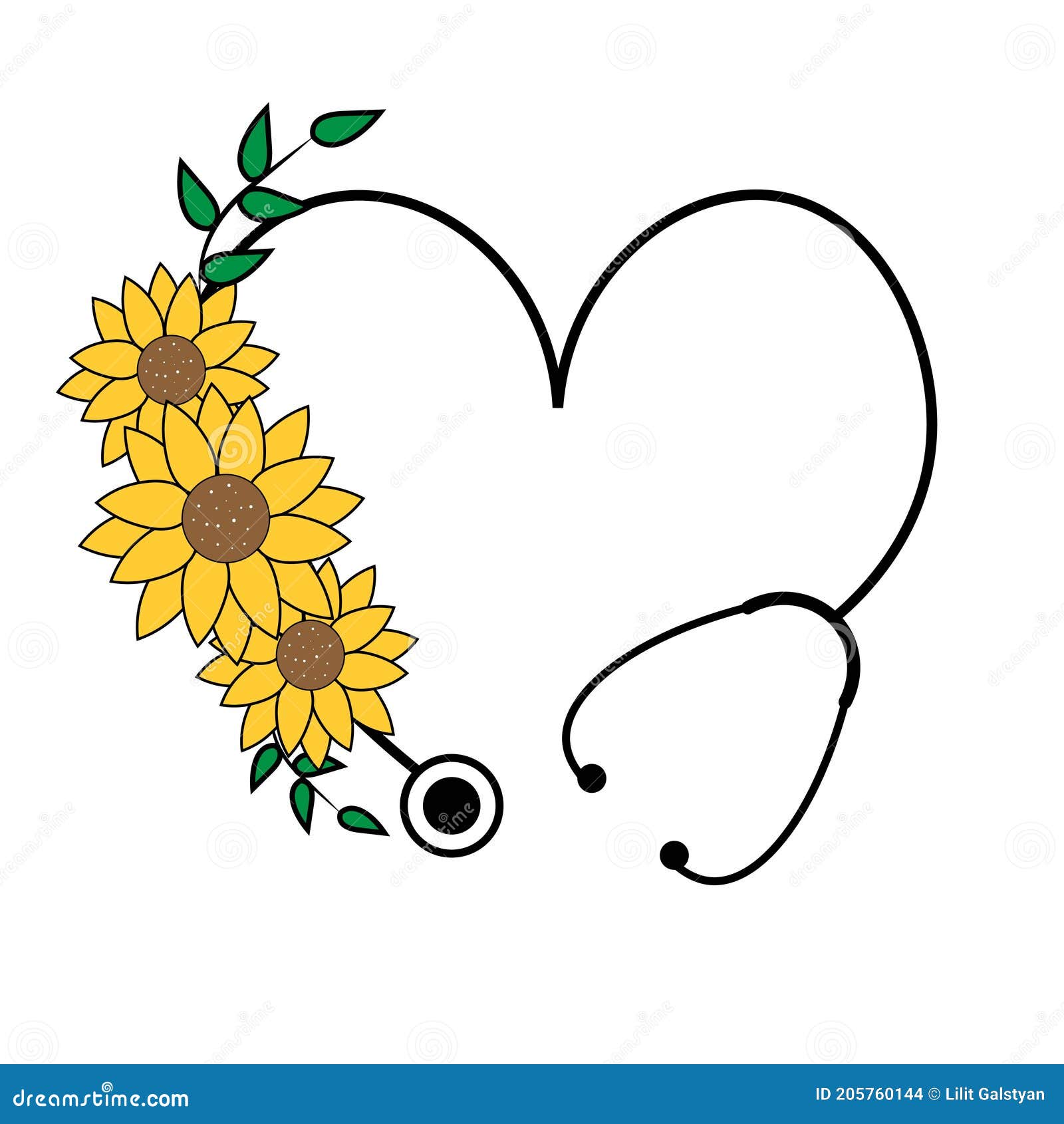 Flower Floral Heart Stethoscope Vector Stock Vector Illustration of
