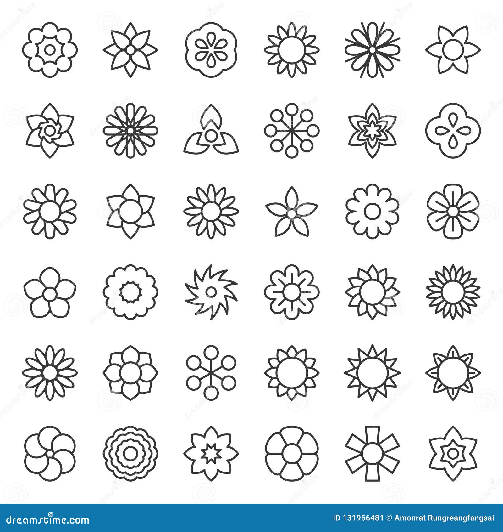 Flower and Floral Logo Icon Isolated Vector, Editable Stroke Stock ...