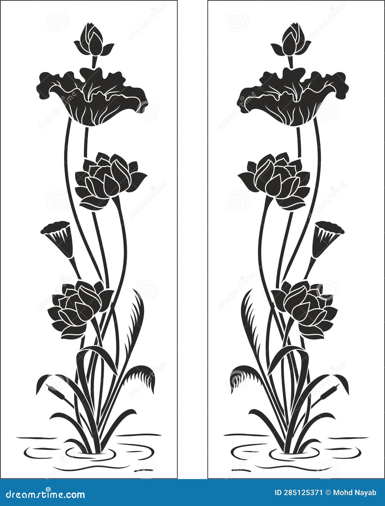 Flower Border Glass Etching Stencil Designs