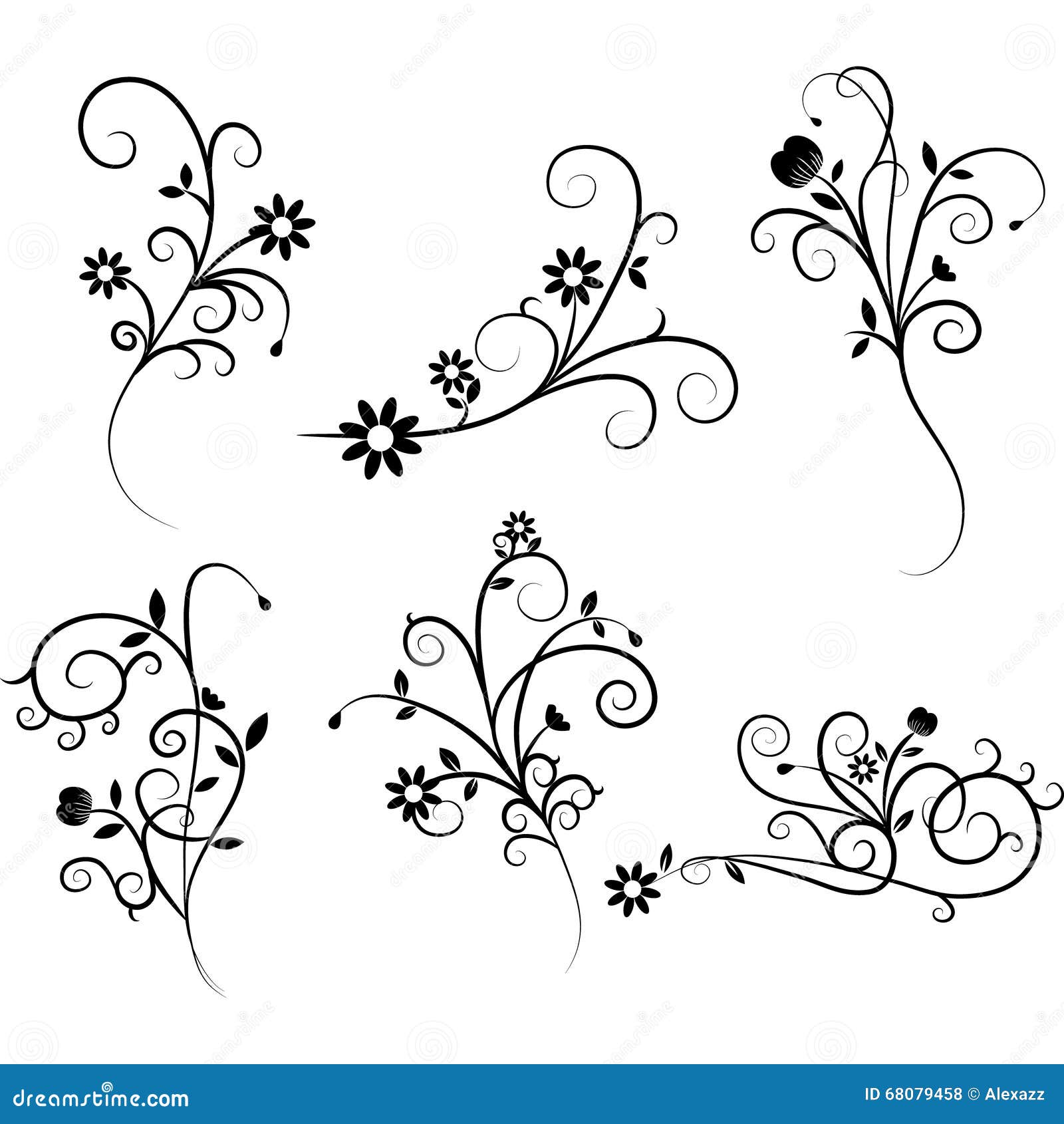 Download Flower Flourish Swirl set stock vector. Illustration of elegance - 68079458