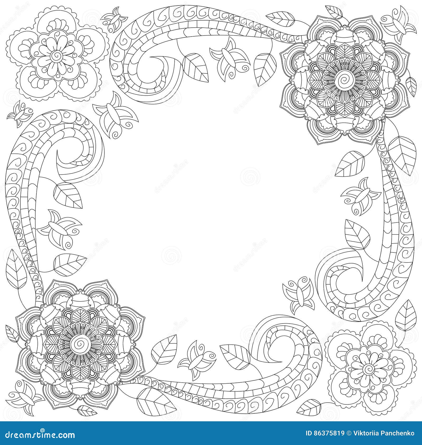 Flower Frame Coloring Book Vector Illustration Stock Vector