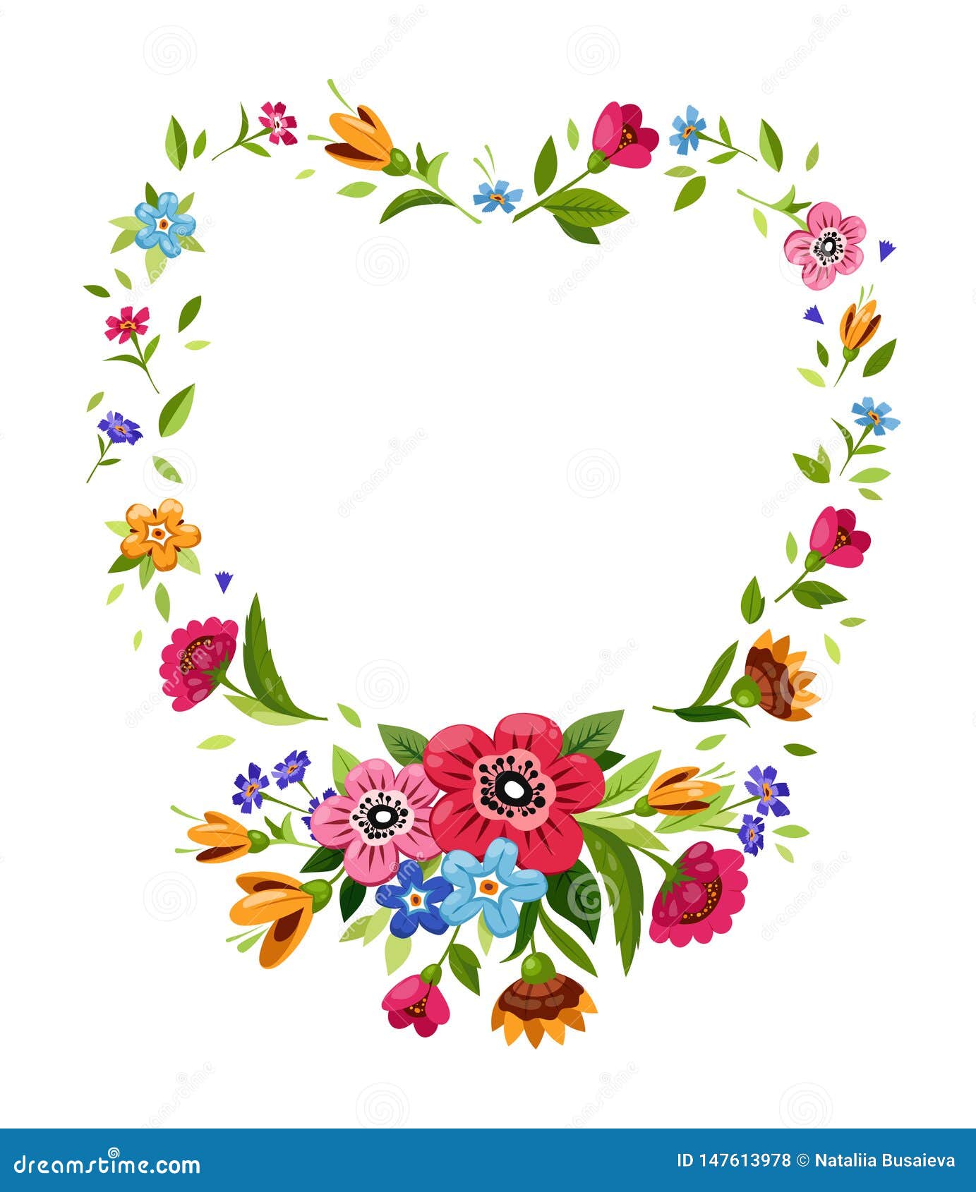 Flower Frame in Shape of Heart . Stock Vector - Illustration of design ...