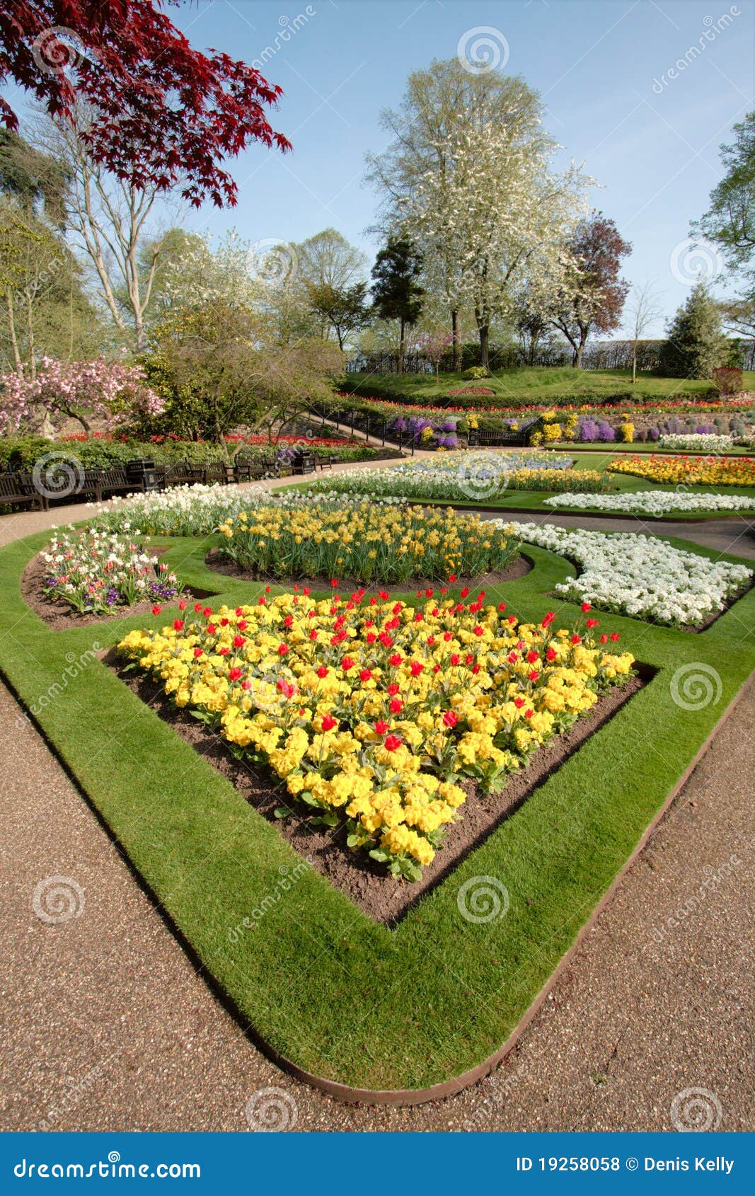 Flower Garden in Spring, England. Stock Photo Image of landscape