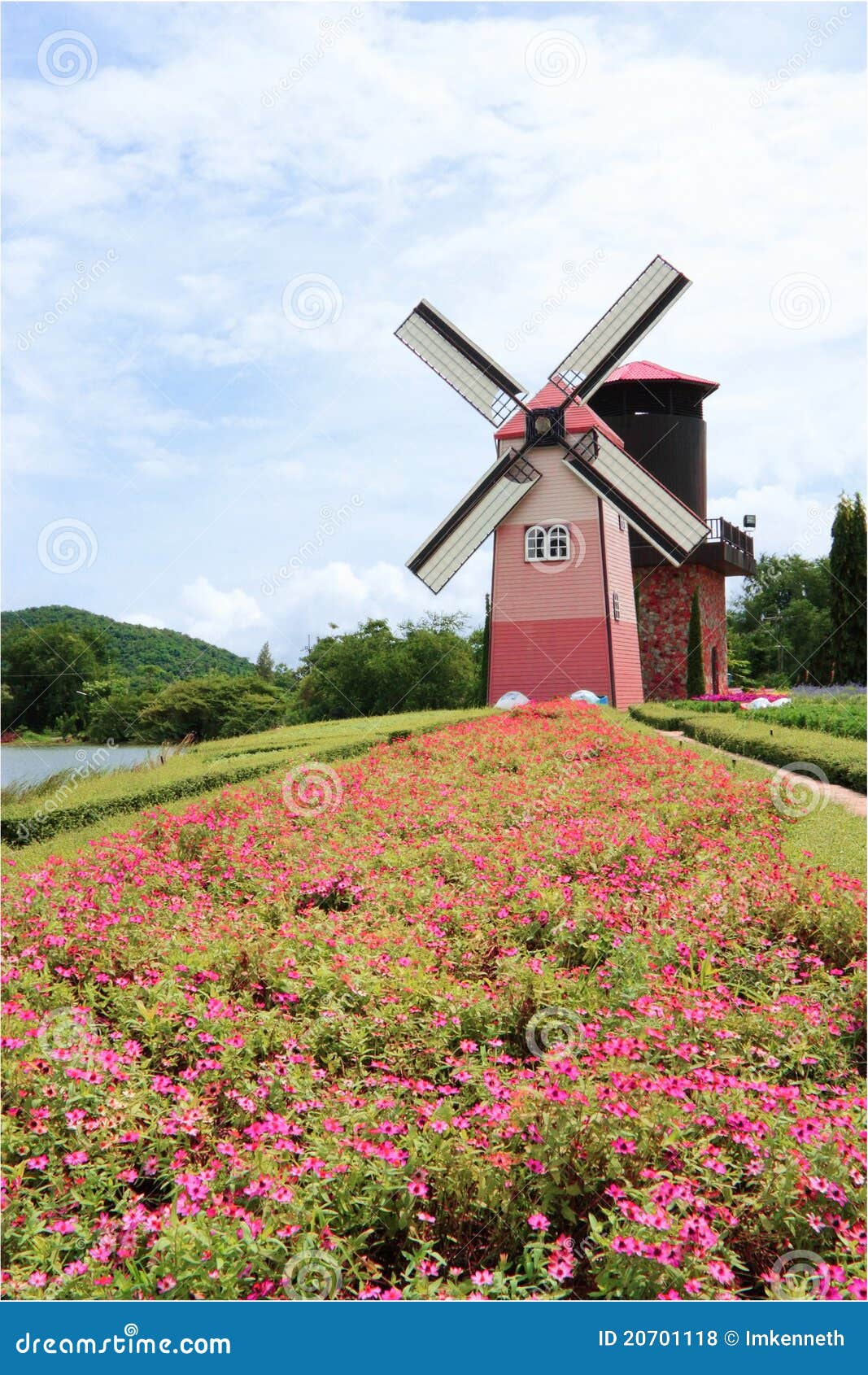 Flower Garden With Windmill Royalty Free Stock Photos - Image: 20701118
