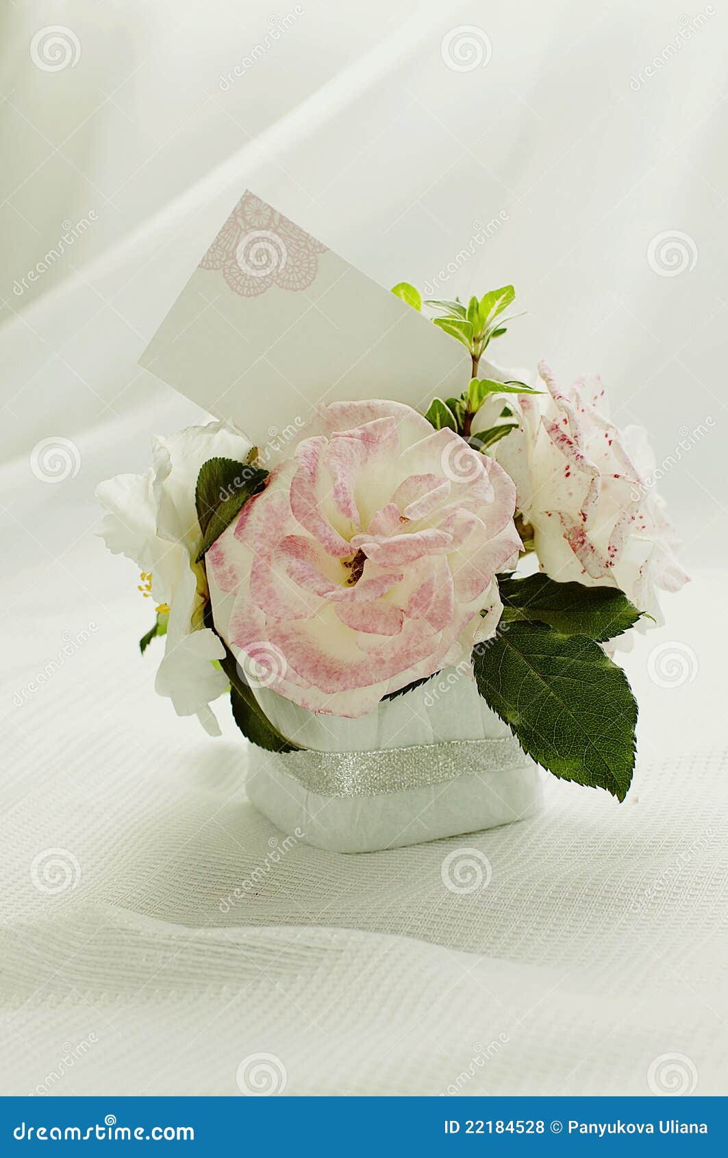 Flower Gift with Message Card Stock Photo Image of rose, celebration