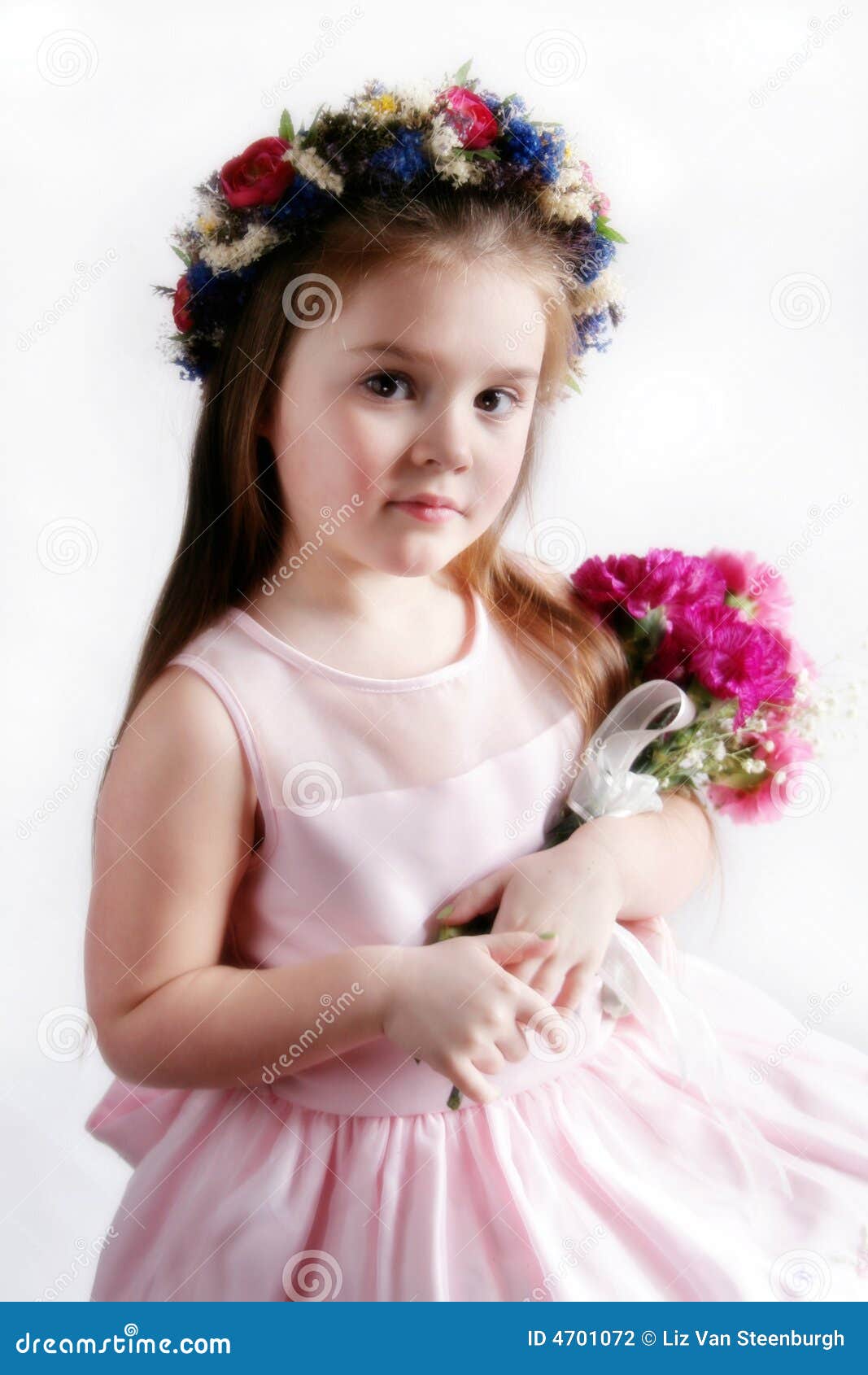 Flower Girl stock photo. Image of girl, serious, flower 4701072