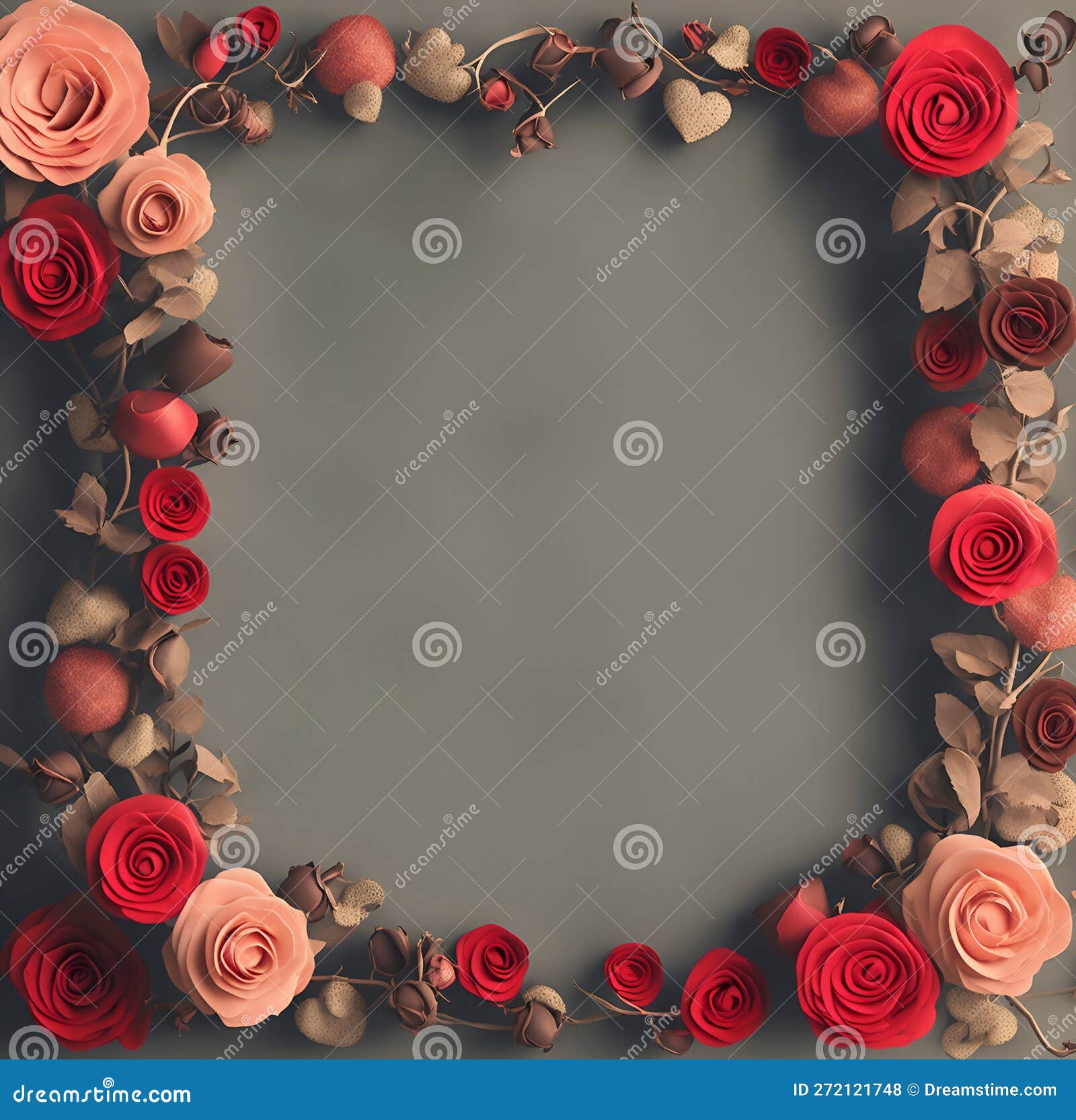 flower and heart arrangement create a square frame