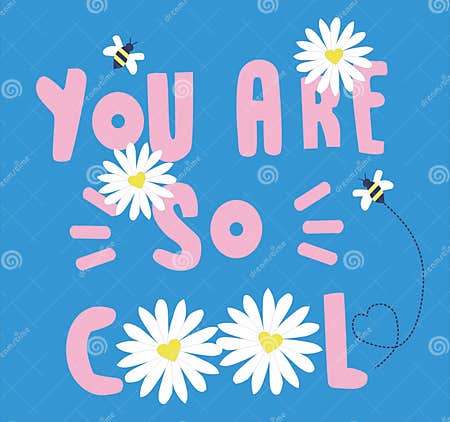 Flower with Hey Bee Print Vector Stock Vector - Illustration of