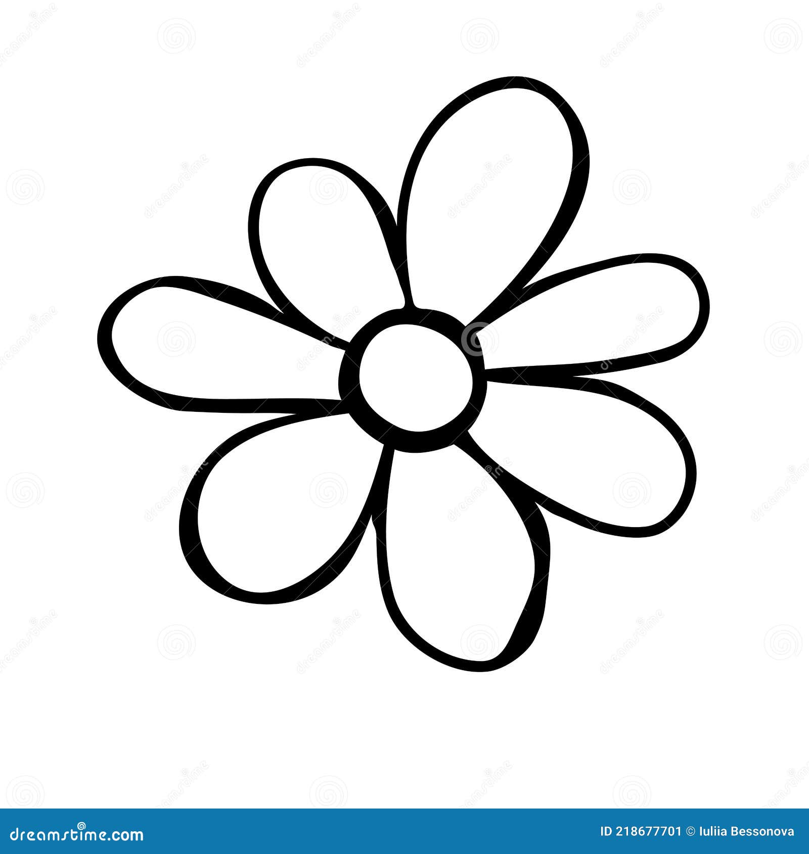 Flower Icon. Hand Drawn Simple Black Outline Vector Illustration Clip