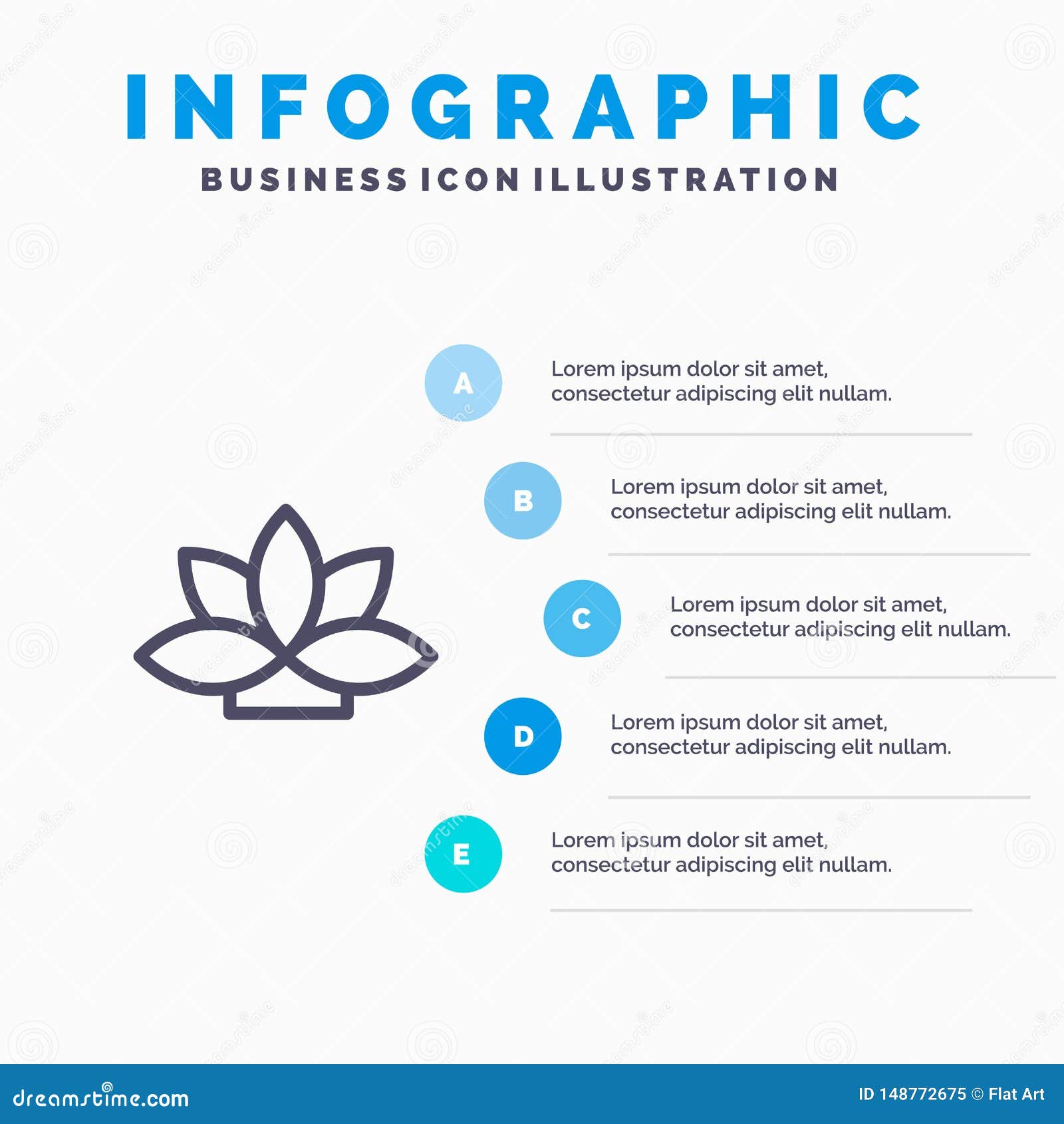 Flower India Lotus Plant Line图标 带有5步演示信息图形背景向量例证 插画包括有india Line 图标 带有5步演示信息图形背景