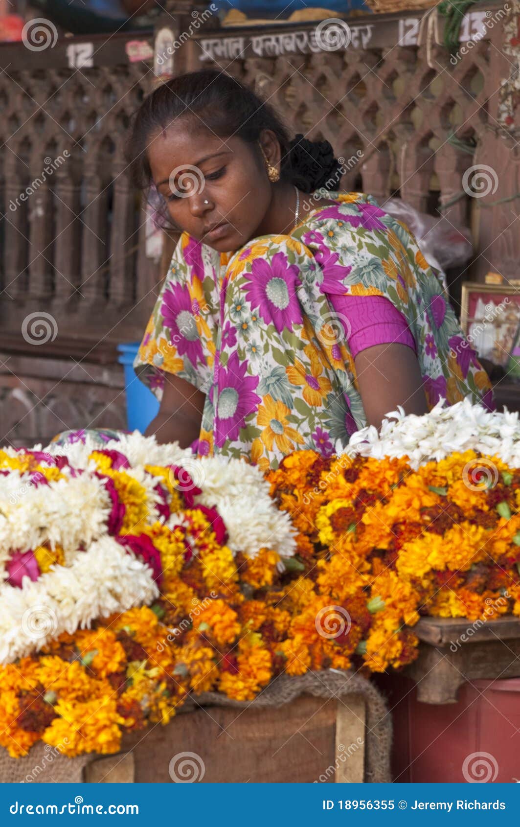 Flower Lady editorial image. Image of female, indian 18956355