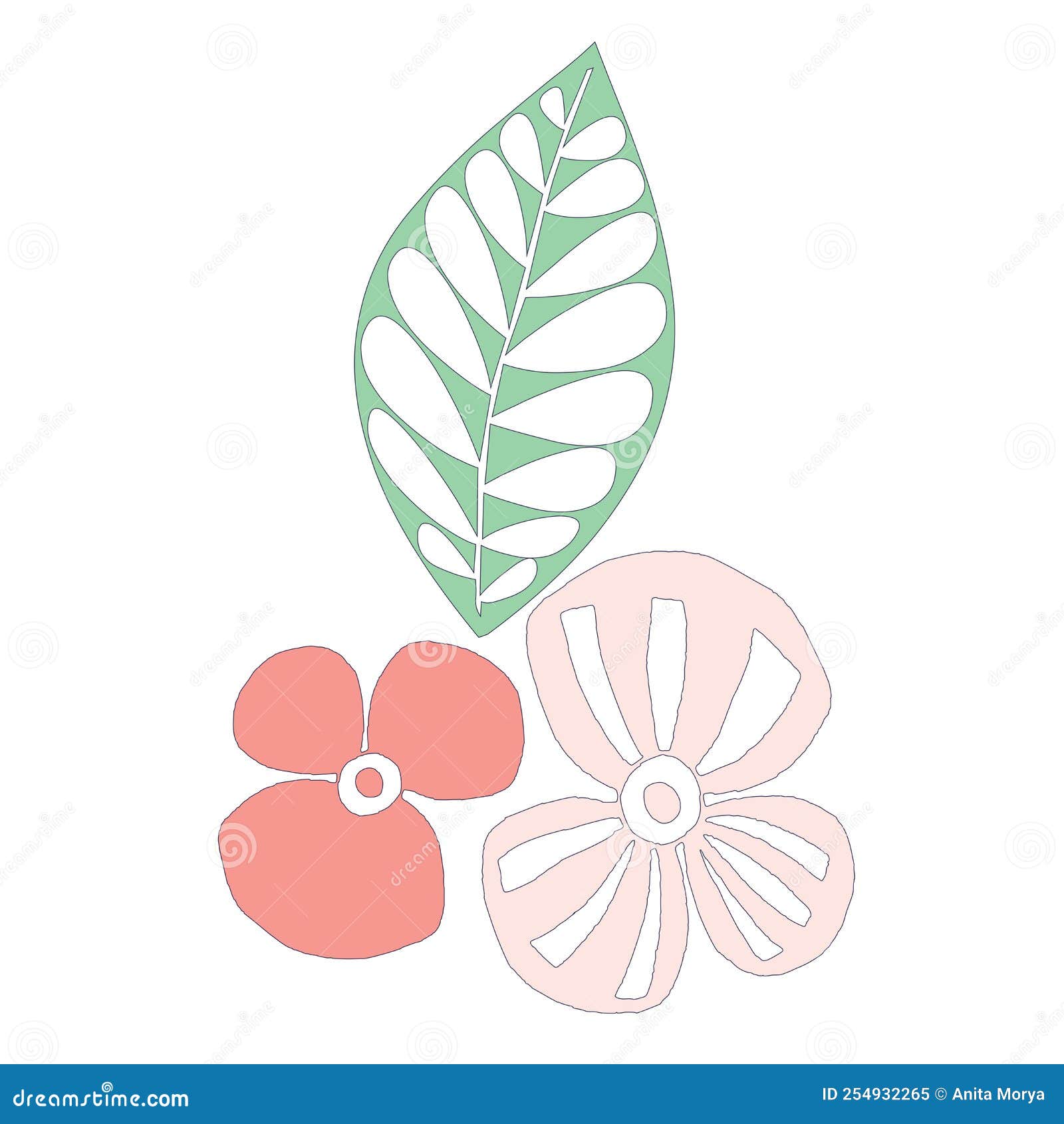 Flower and Leaf Shape Design Stock Illustration Illustration of