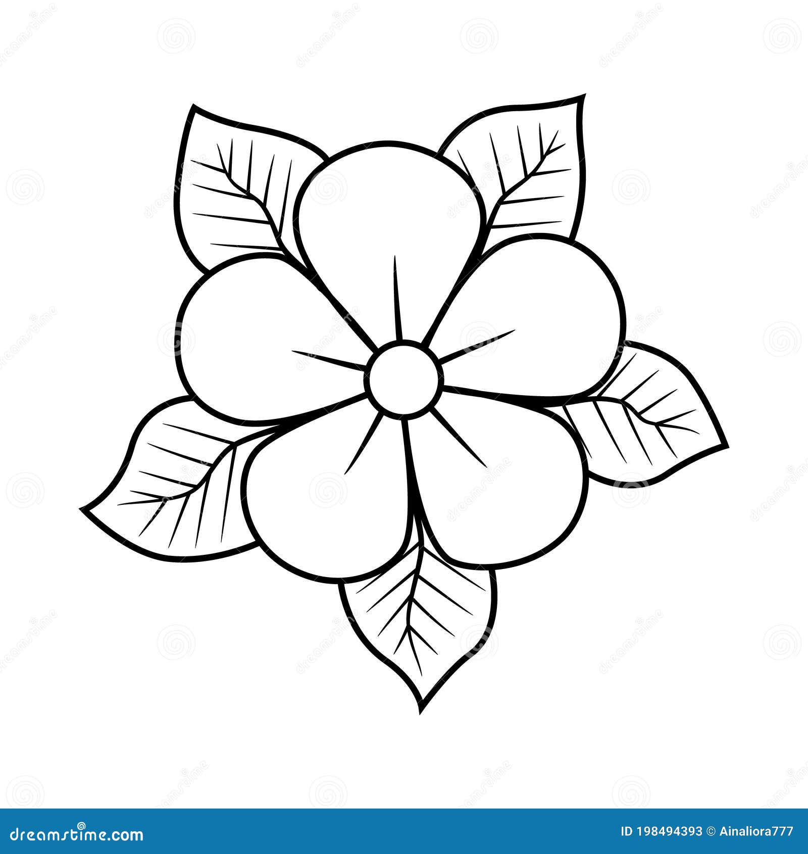 Flower with Leaves Old School Classic Traditional Tattoo. Hand Drawn Black  Outline Doodle Logo Icon. Coloring Book Page Stock Illustration -  Illustration of boho, drawn: 198494393