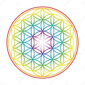 Flower of Life Colorful Vibrant Glow Stock Vector - Illustration of ...