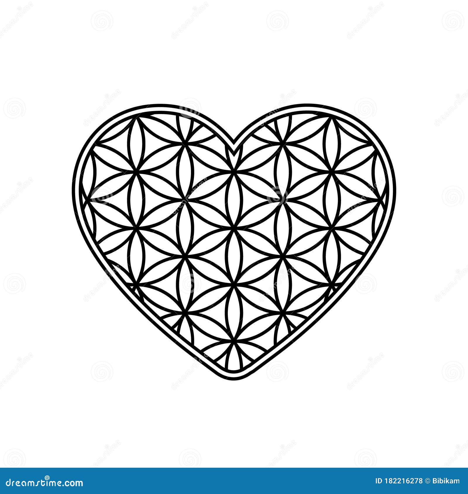 Flower of Life Design Image in Heart Stock Vector Illustration of