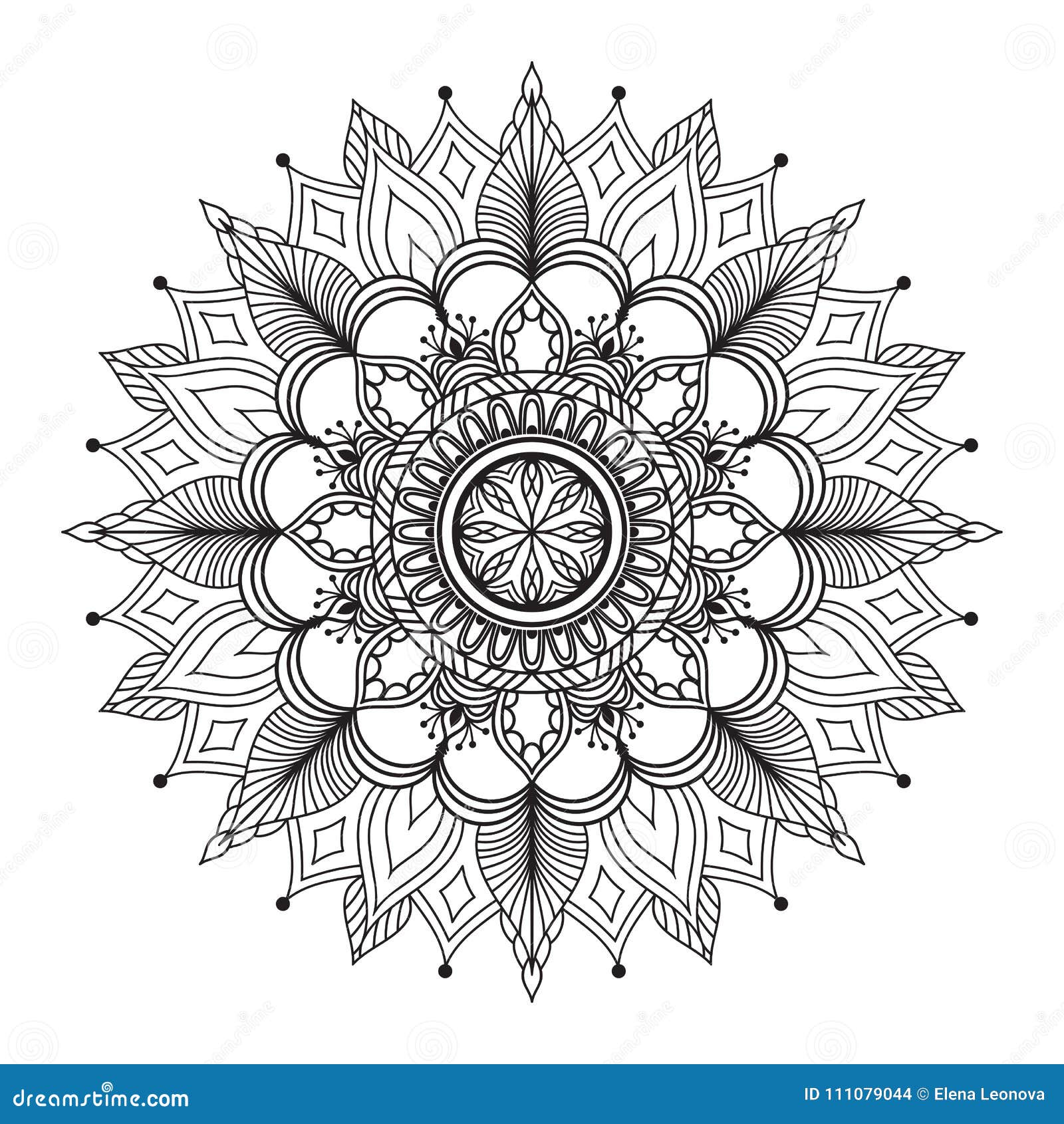 Flower Mandala. Ethnic Decoration Element. Coloring Page Template ...