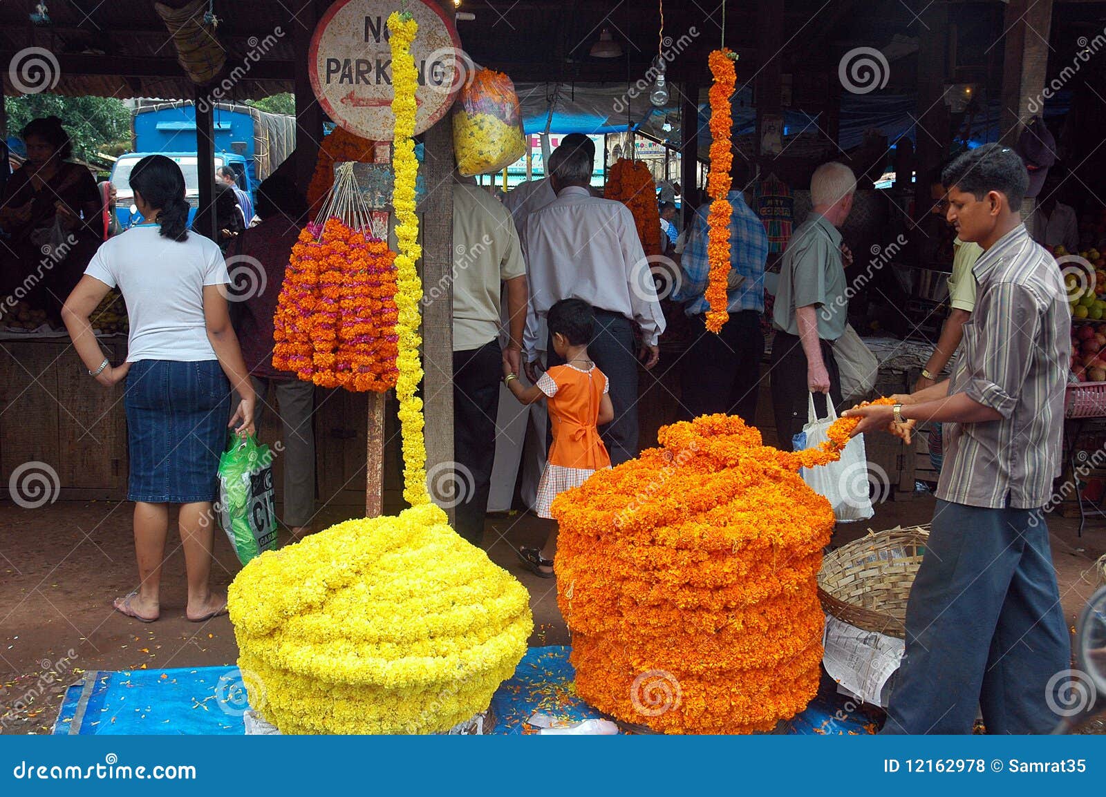 Flower market in the city. editorial stock photo. Image of people