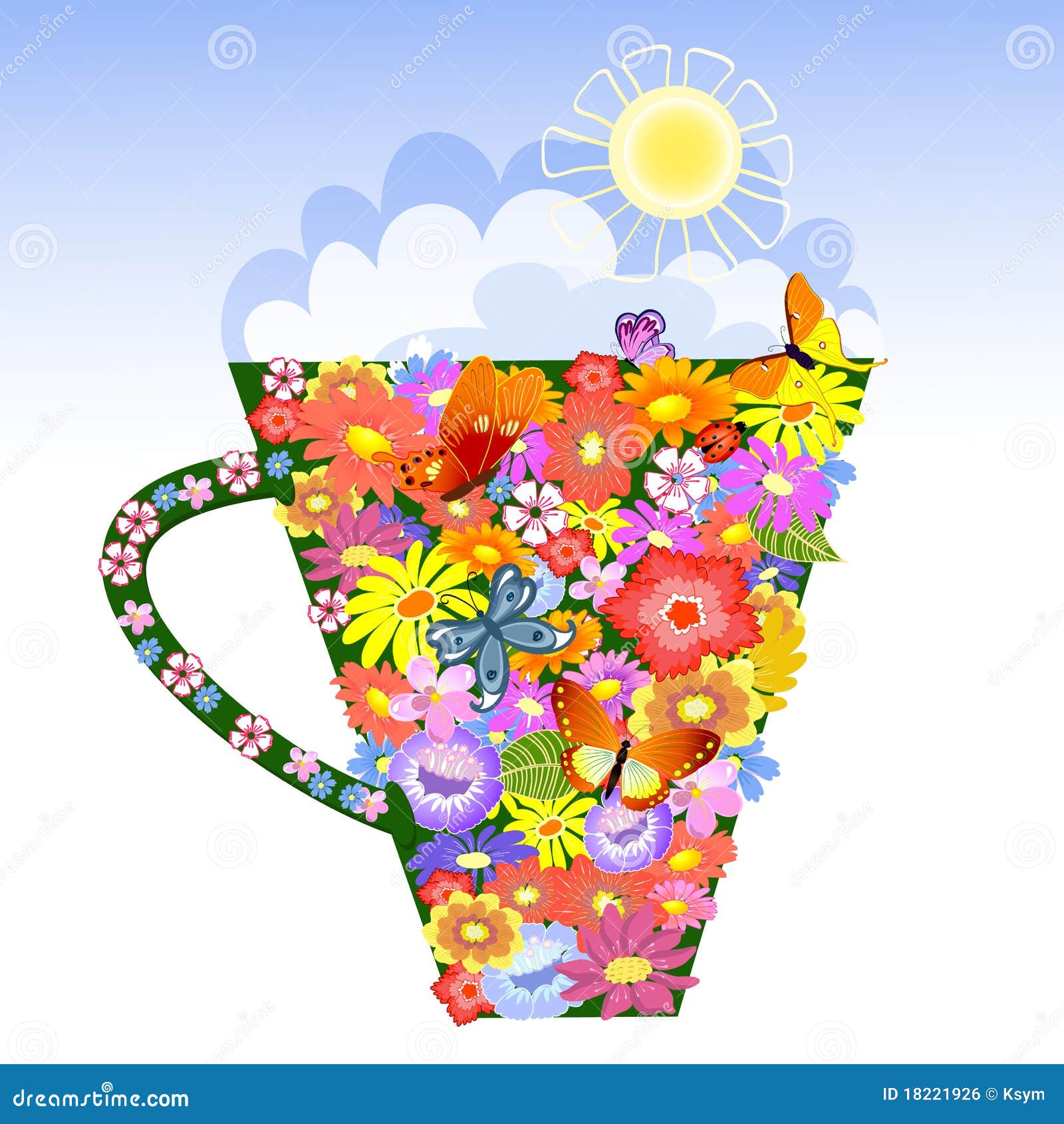 Flower Mug stock vector. Illustration of model, design 18221926