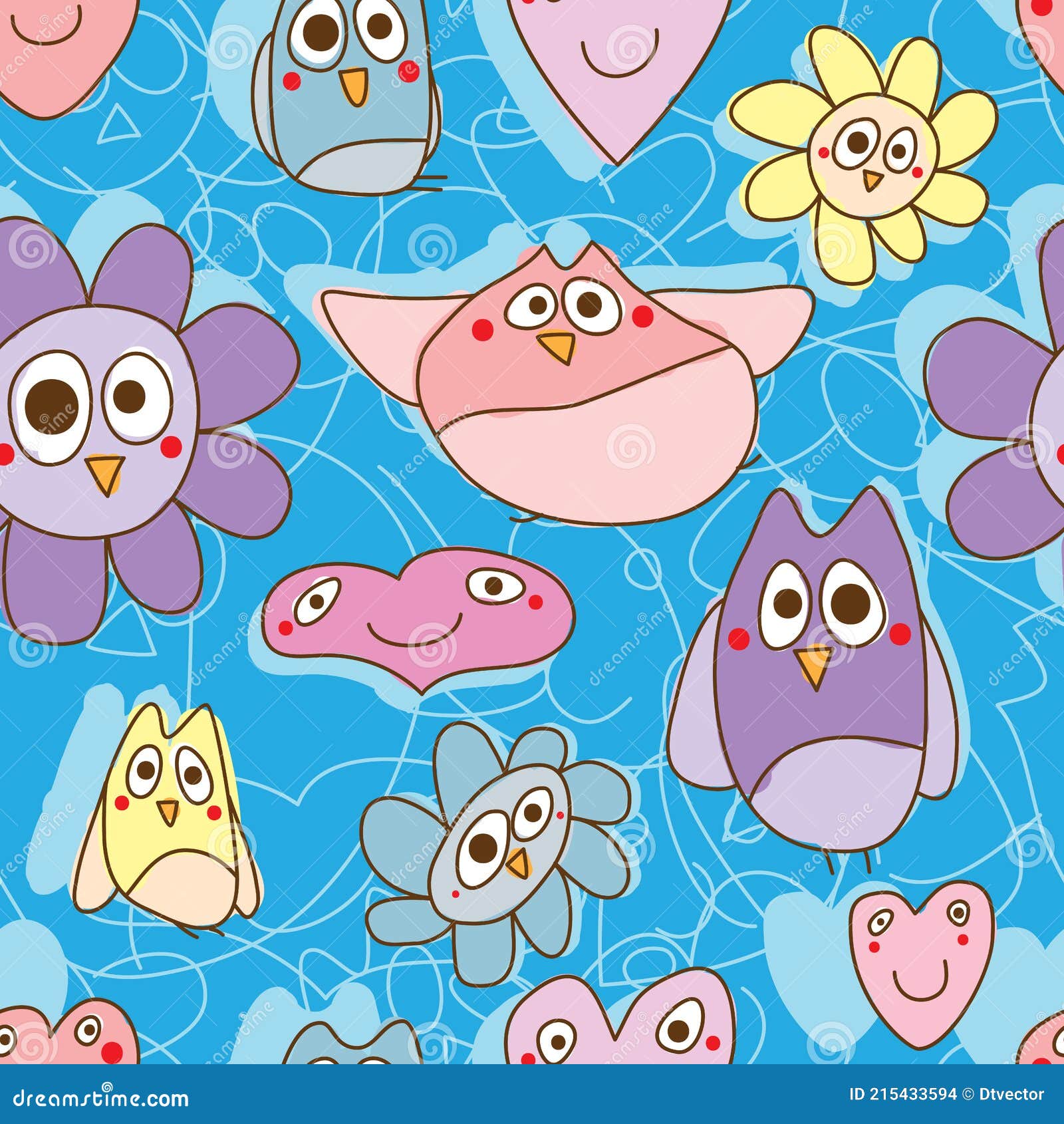 flower owl change free seamless pattern