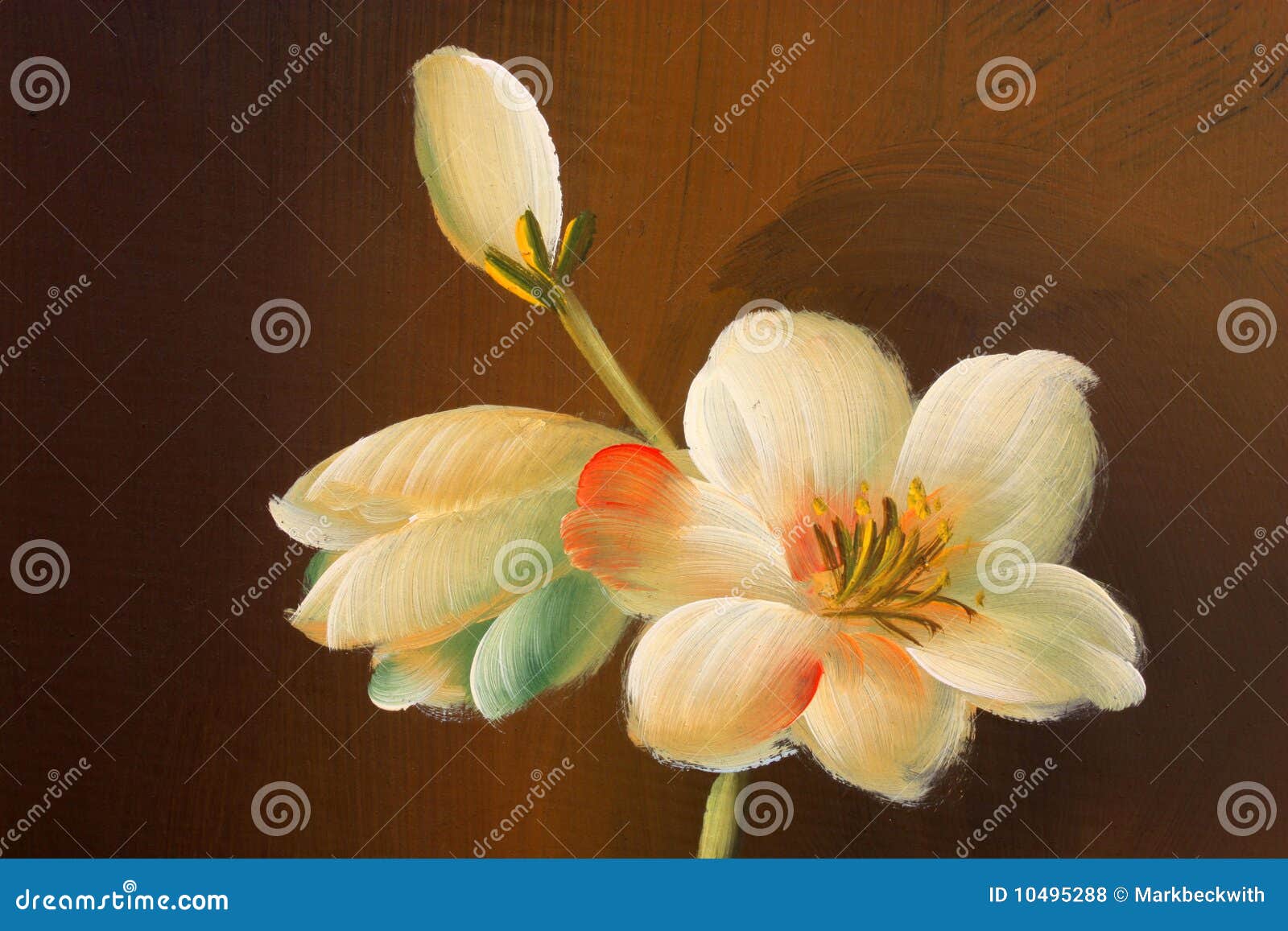 Flower painting on wood stock photo. Image of wood, plant 10495288