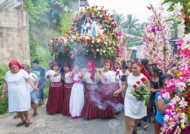 Flower And Palm Festival In Panchimalco El Salvador Editorial Stock Image Image Of Cristian